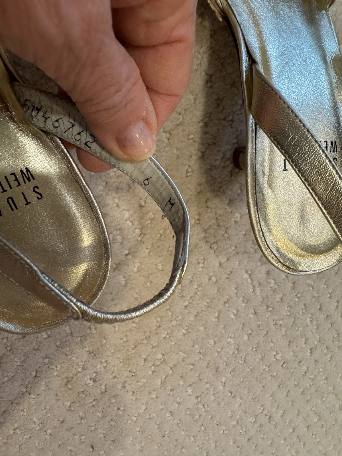 Gold Lace Stuart Weitzman Slingback Shoes Size 6