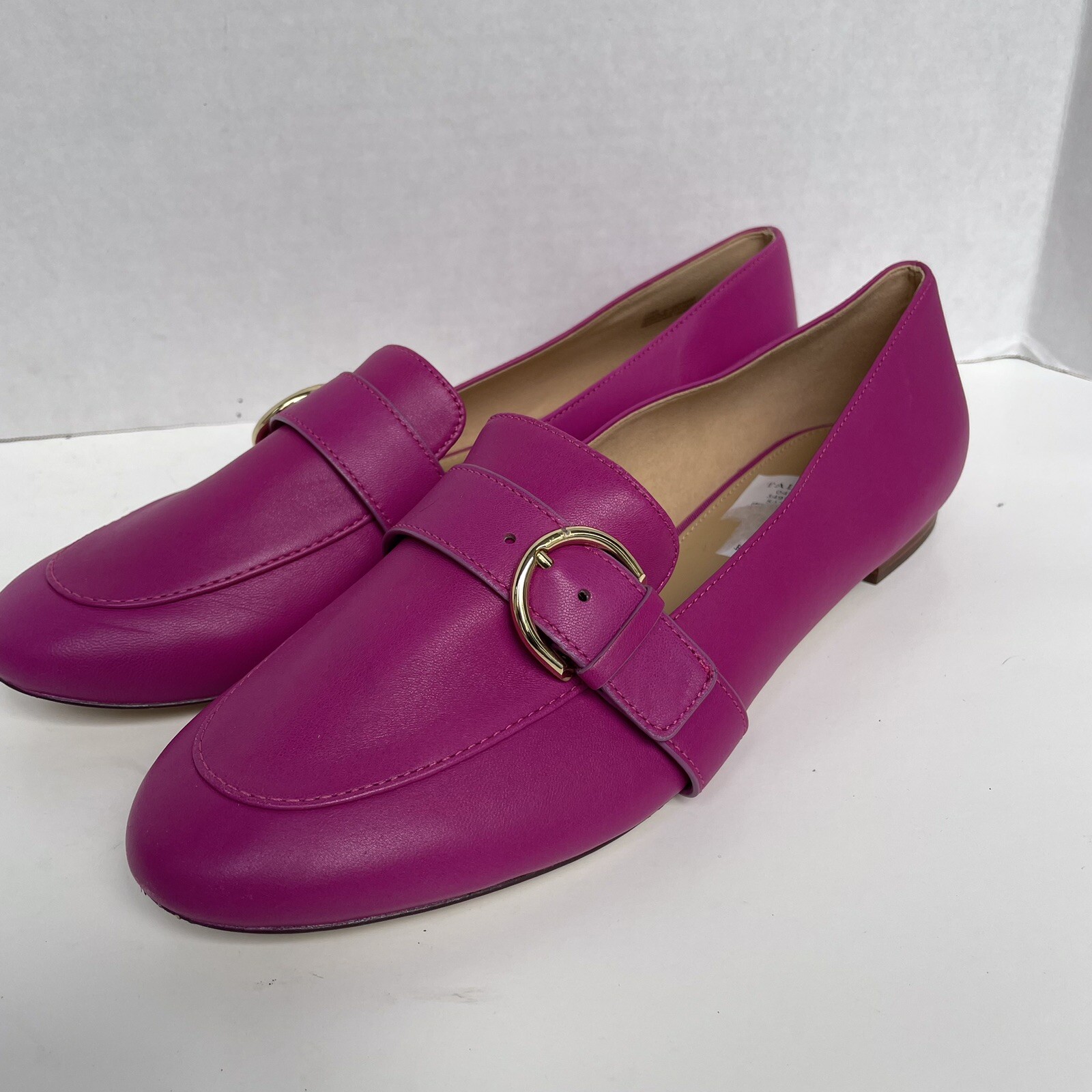 Talbots Ryan Buckle Napa Leather Loafer Shoes Flats Women 10 Fuchsia Pink NEW