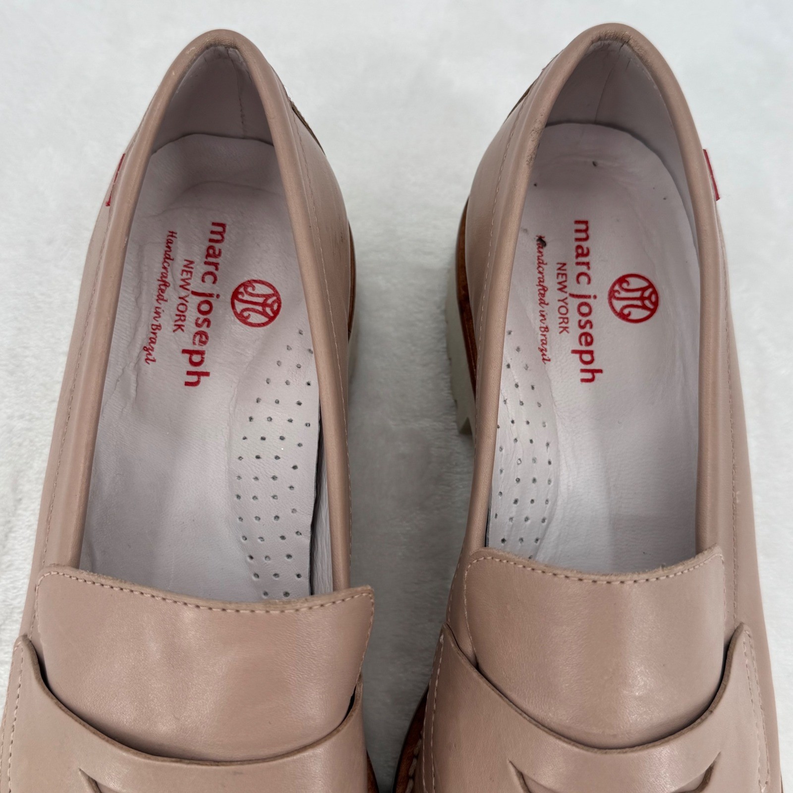 Marc Joseph New York Morrison Ave Leather Penny Loafers Nude Womens Size 9.5