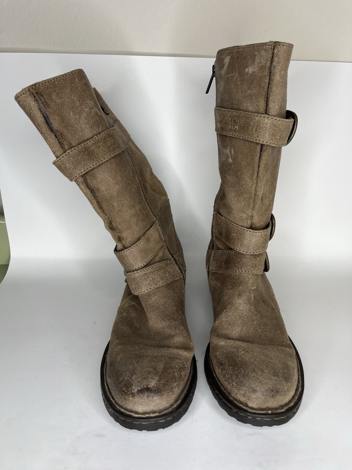Born Riding Boots Women Size 7.5M Brown Leather Straps Buckle