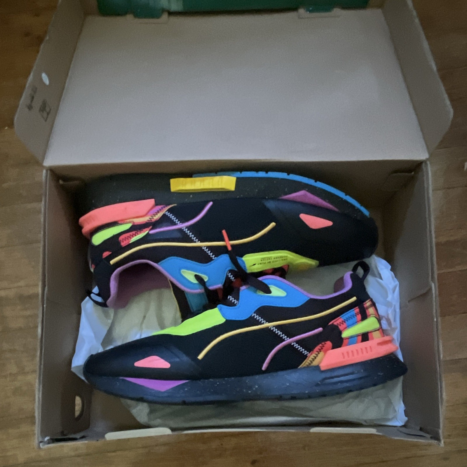 PUMA Men’s Low Top Lace-Up Athletic Sneakers Black Multicolor Colorblock