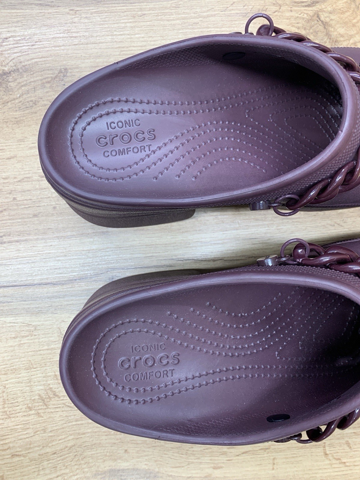 Crocs Siren Chain Platform Clogs Womens 11 Burgundy Chunky Heel Slip On 209018