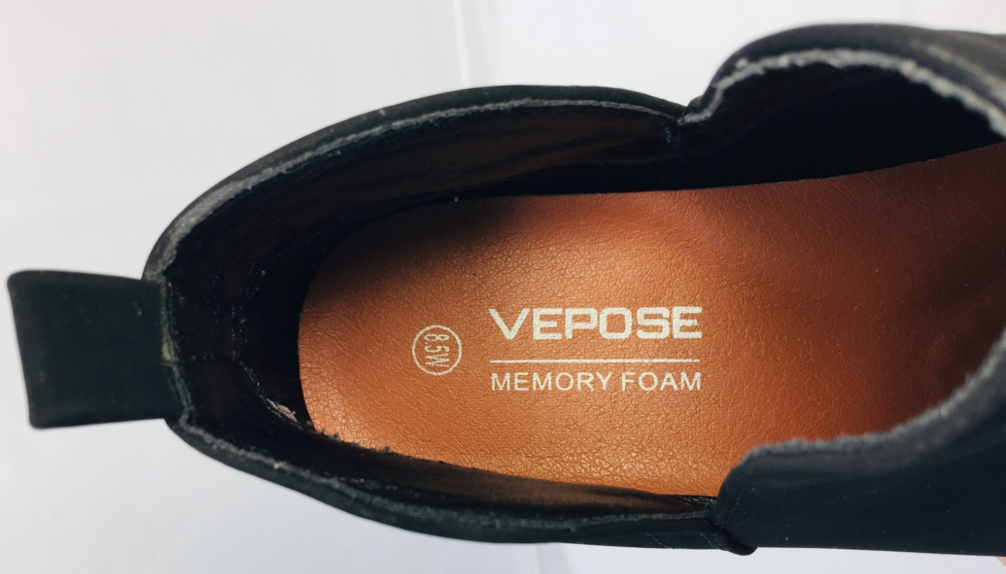 VEPOSE Black Women’s Cut-Out Slip On Ankle Booties Faux Suede Leather Size 8.5W