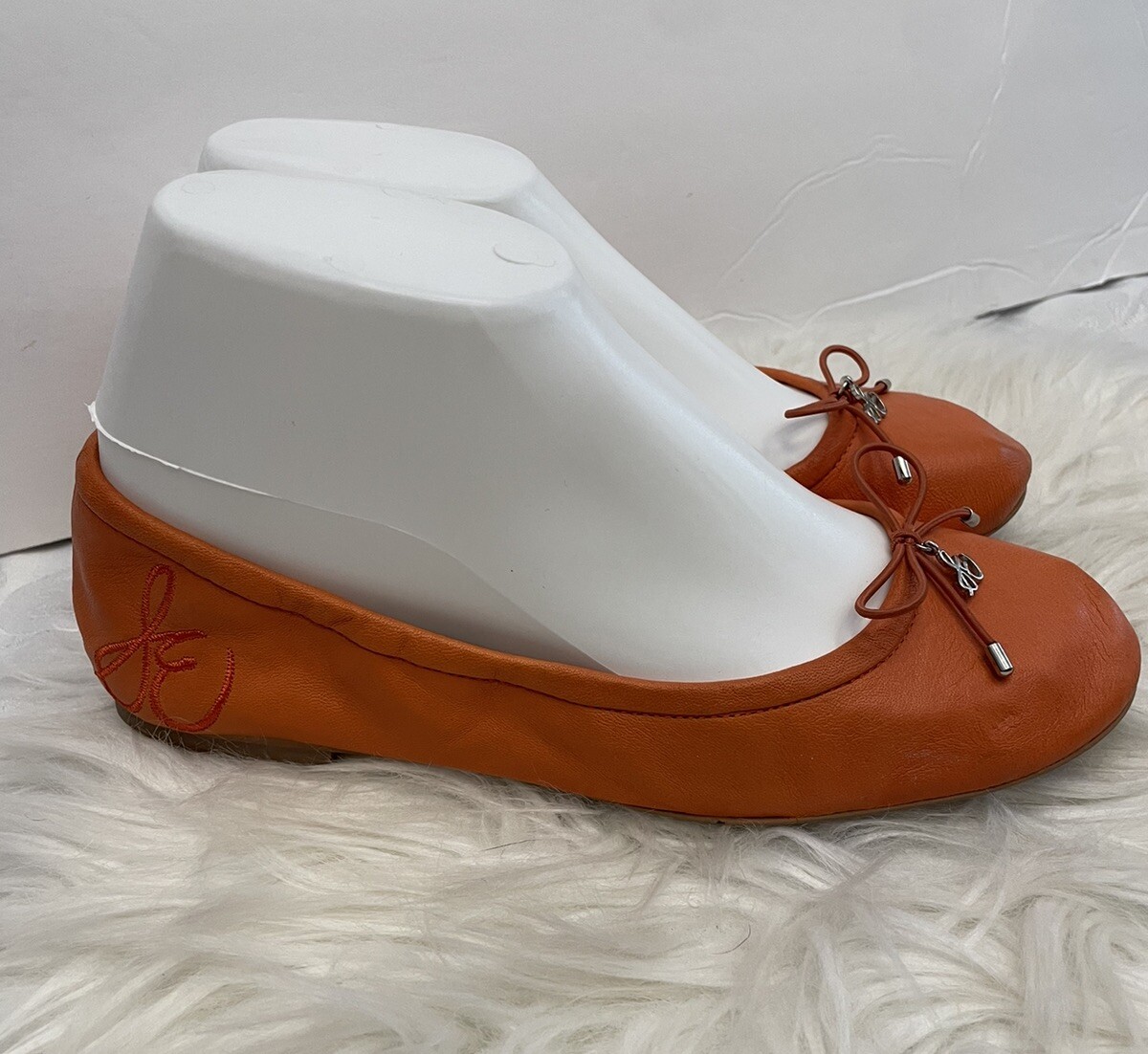Sam Edelman Size 6.5M Felicia Ballet Flats Orange Leather Comfort Bow