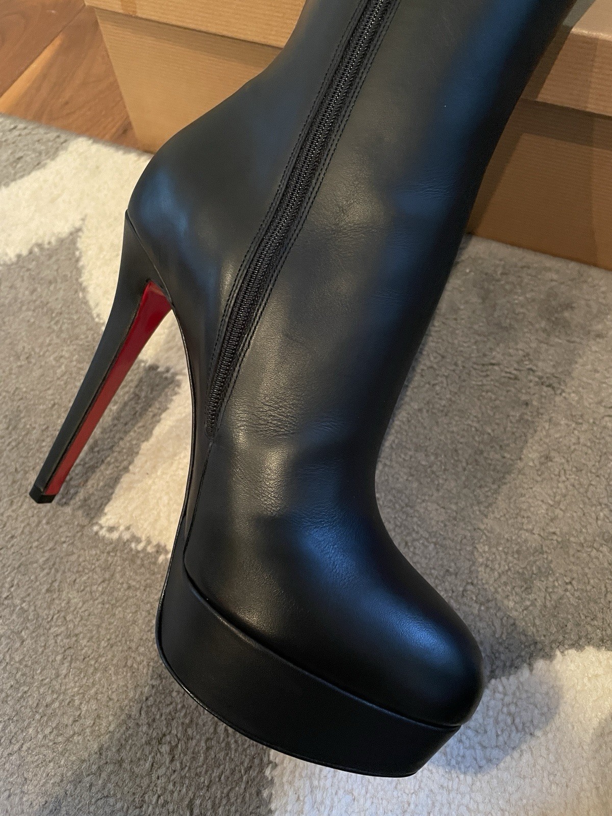 Christian Louboutin Bianca Botta 140 King Calf Black Knee High Boots 38
