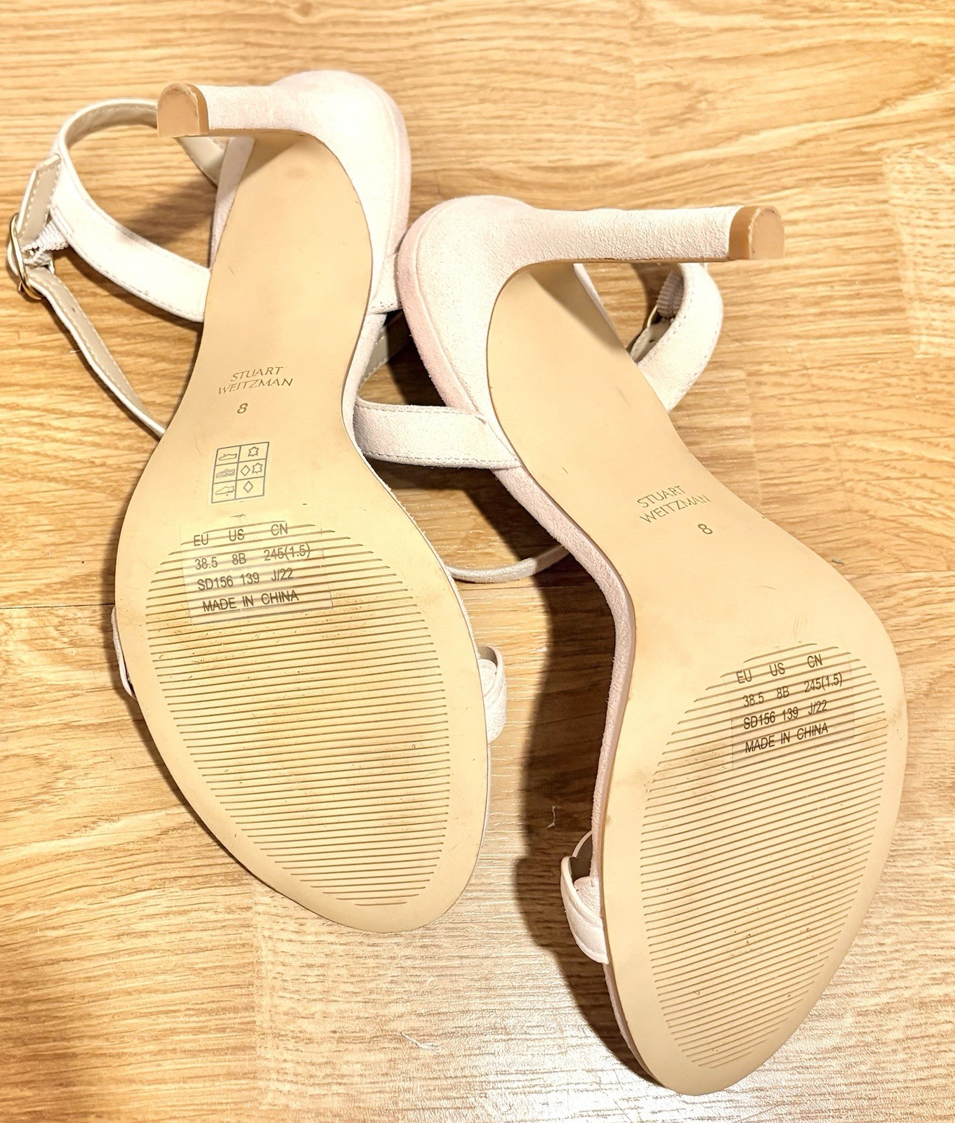 Stuart Weitzman Dancer Twistie 100 Suede Sandal Light Pink Women’s US 8/EU 38.5