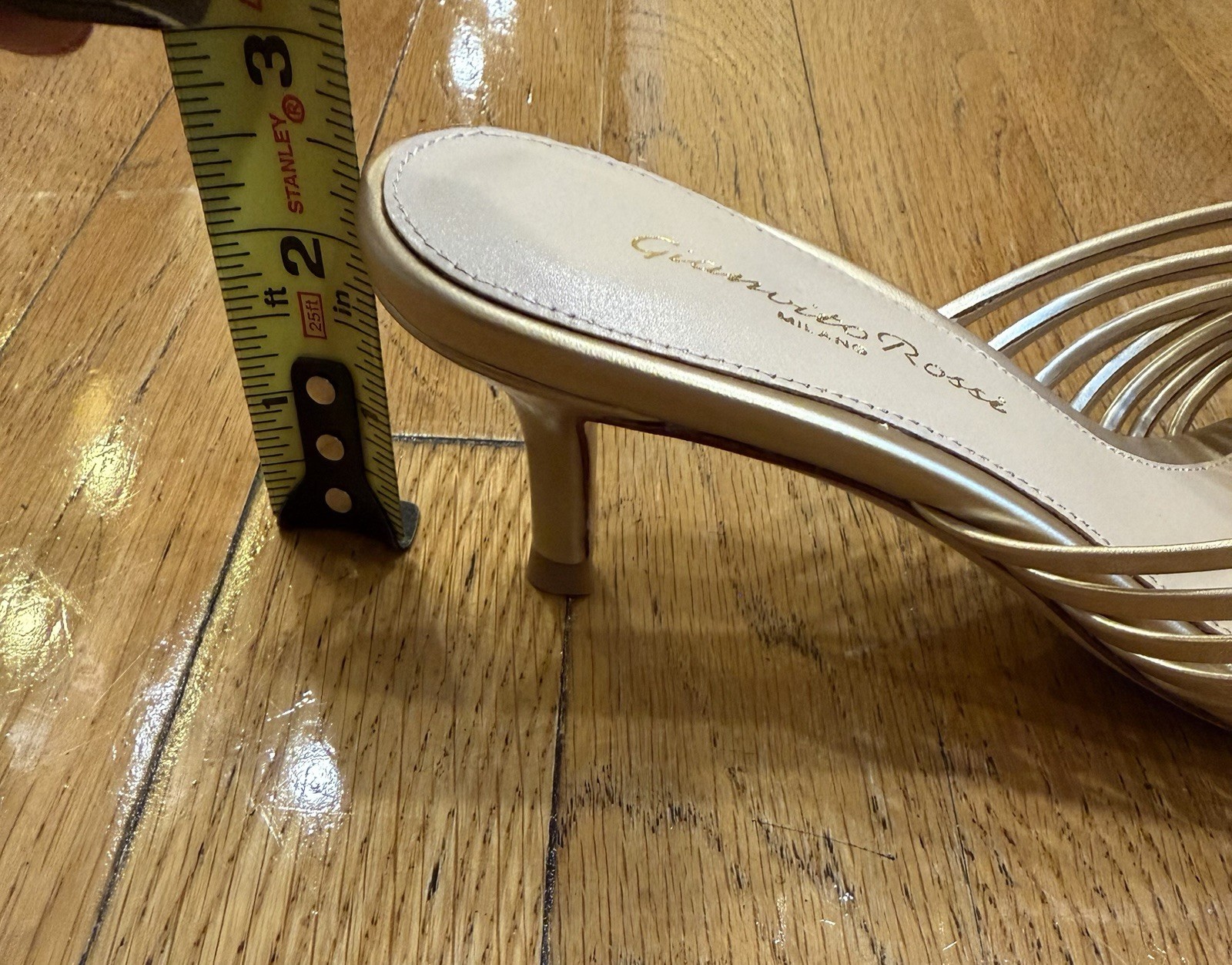 Gold Metallic Leather Mules featuring a multi strap design – Size 37