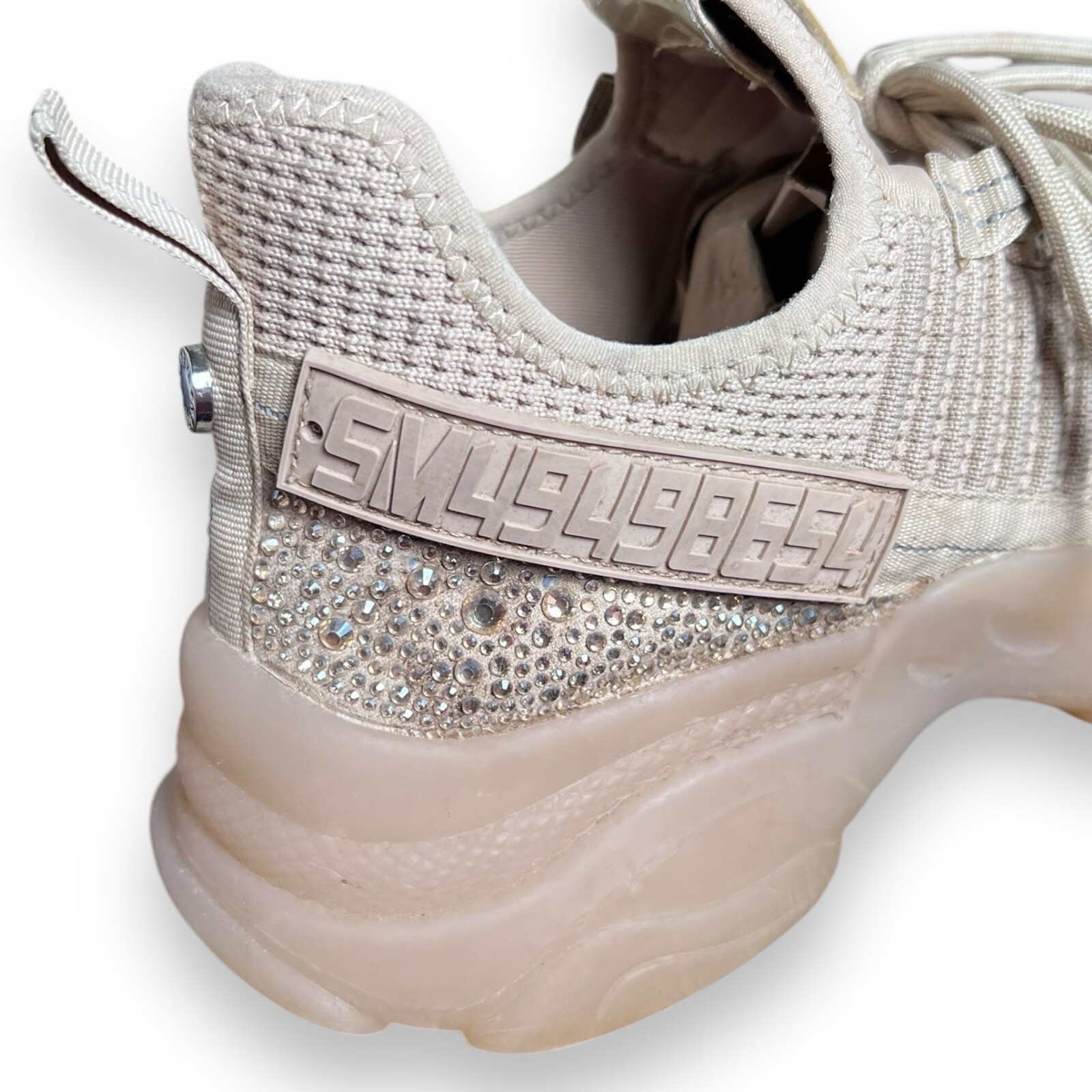 Steve Madden Maxima SM NY90 Gem Studded Beige & Gold Shoes Women’s Size 9M