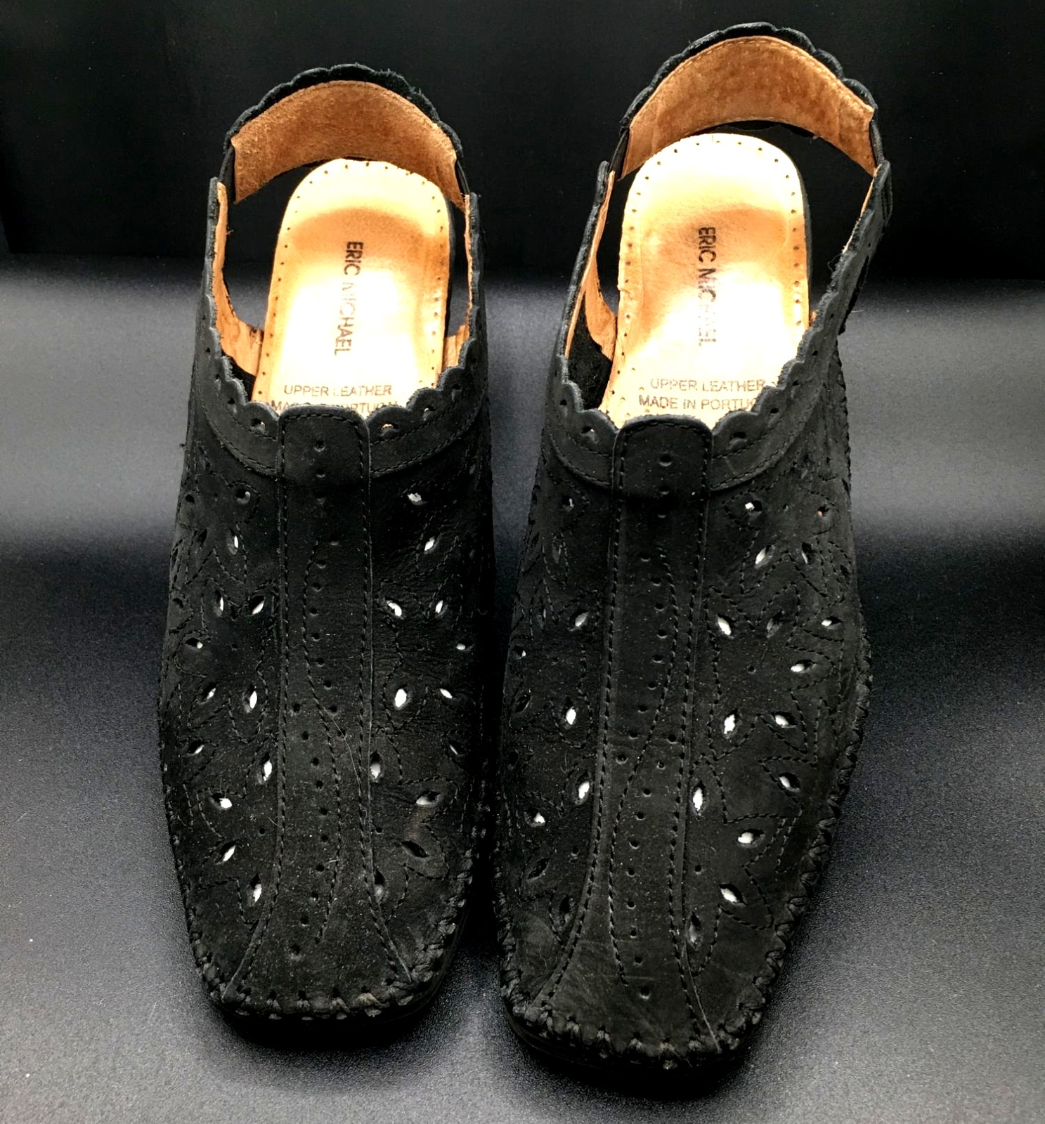 Eric Michaels Women’s Suede Leather Shoes Size 40 / 7M Black «MISTY»