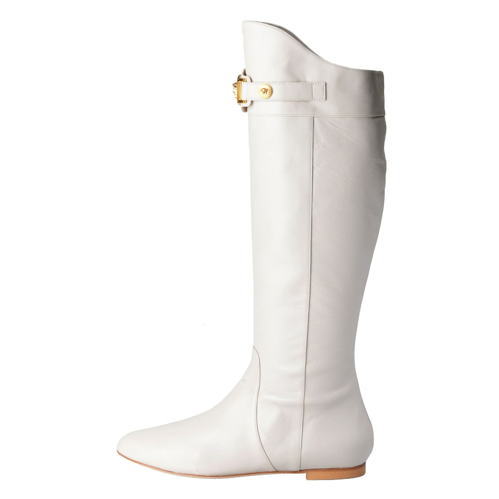Versace Women’s Leather Off White Boots Shoes Size 4.5 5.5 6 6.5 7 7.5 8.5 9 9.5