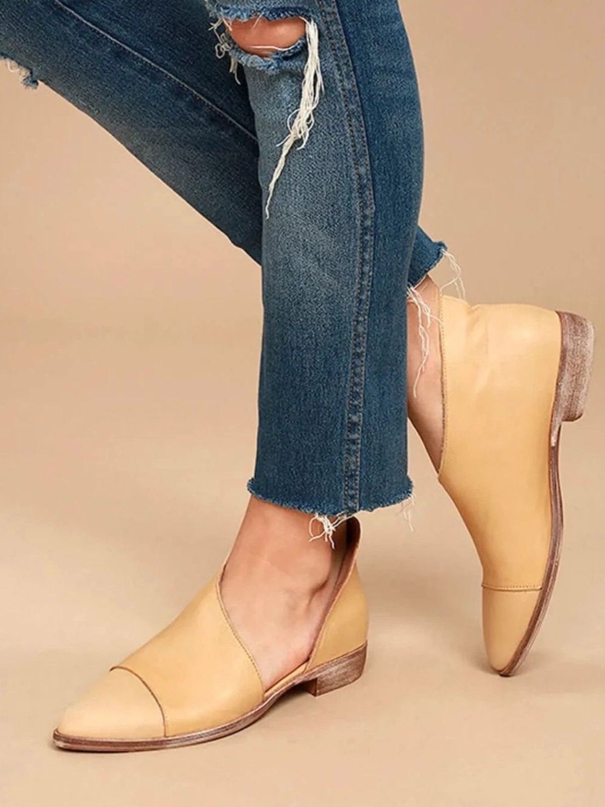 Free People Womens Royale Pointed Cut Out Slip On D’Orsay Flats 36 1/2 US 6.5