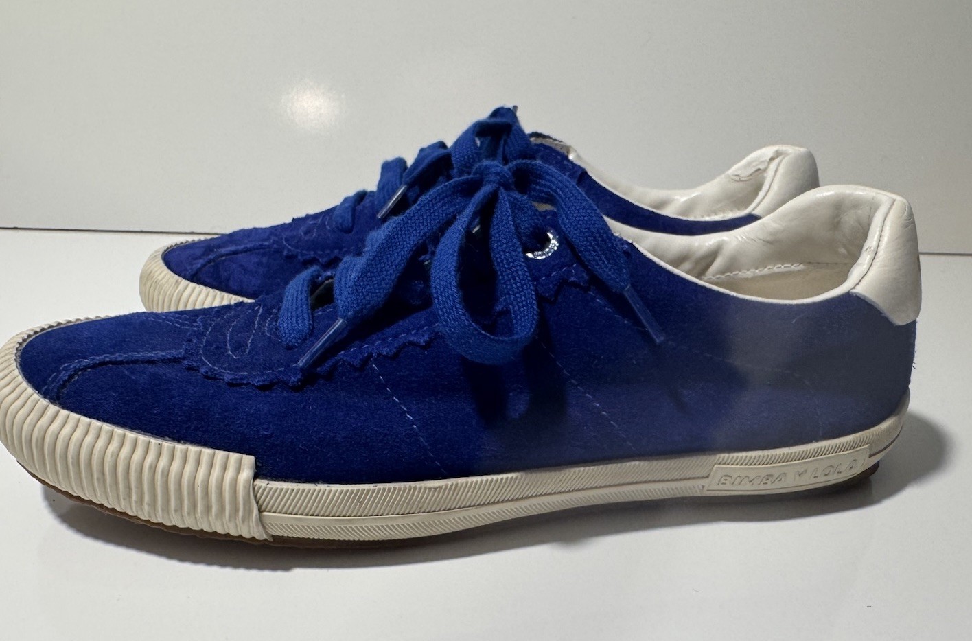 Bimba y Lola Blue Suede Sneakers With Scalloped Upper Women Size 40