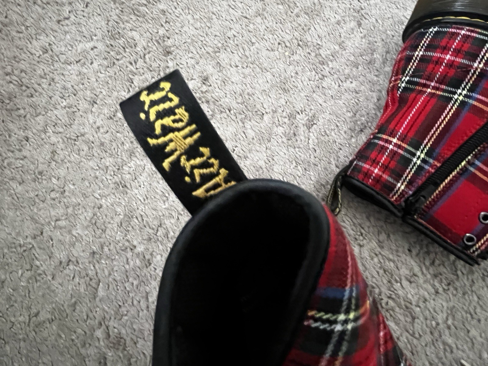 Dr. Martens Red 1460 Tartan Plaid Fabric Ankle Combat Boot Size 6 $50