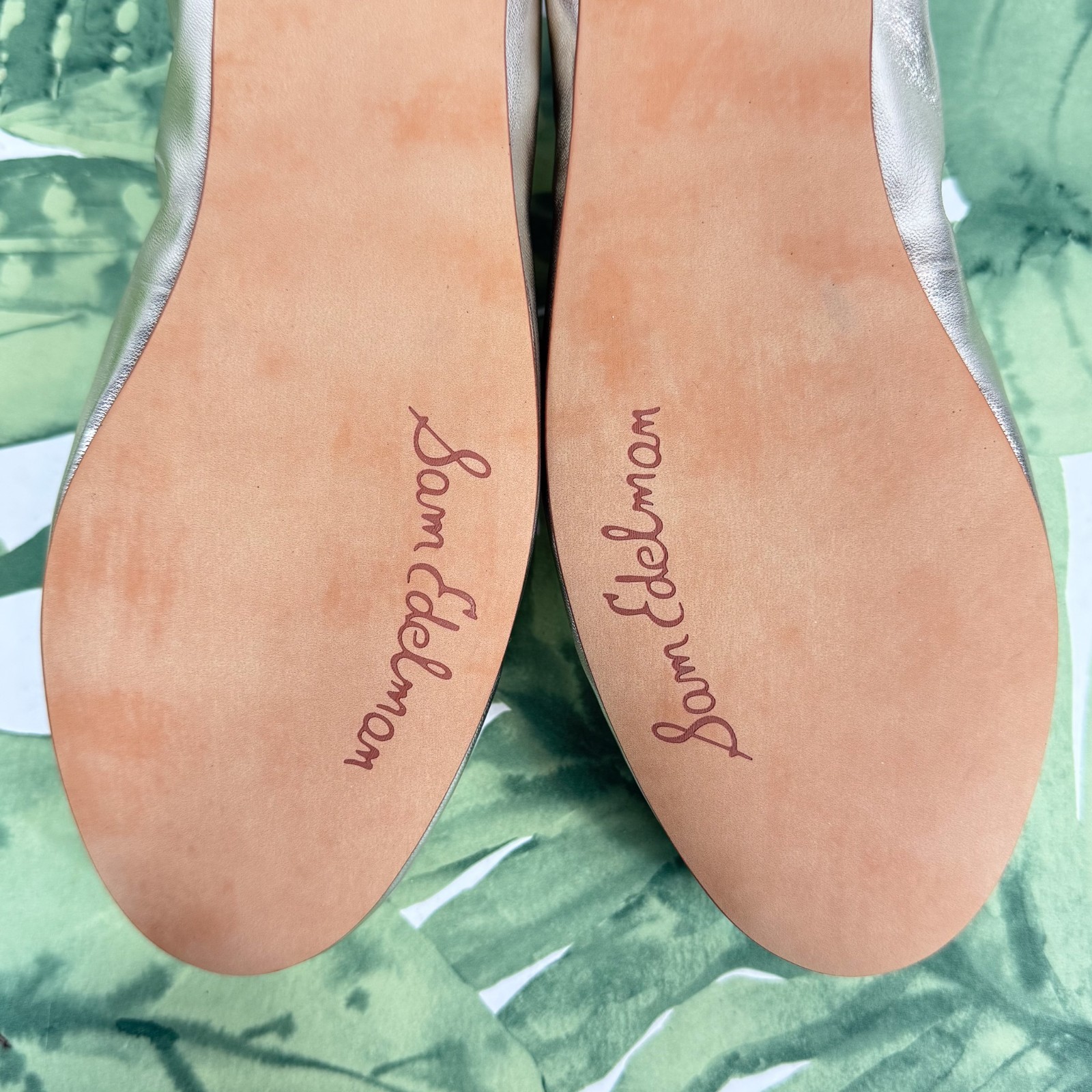 SAM EDELMAN NEW Felicia Jute Metallic Leather Ballet Flat