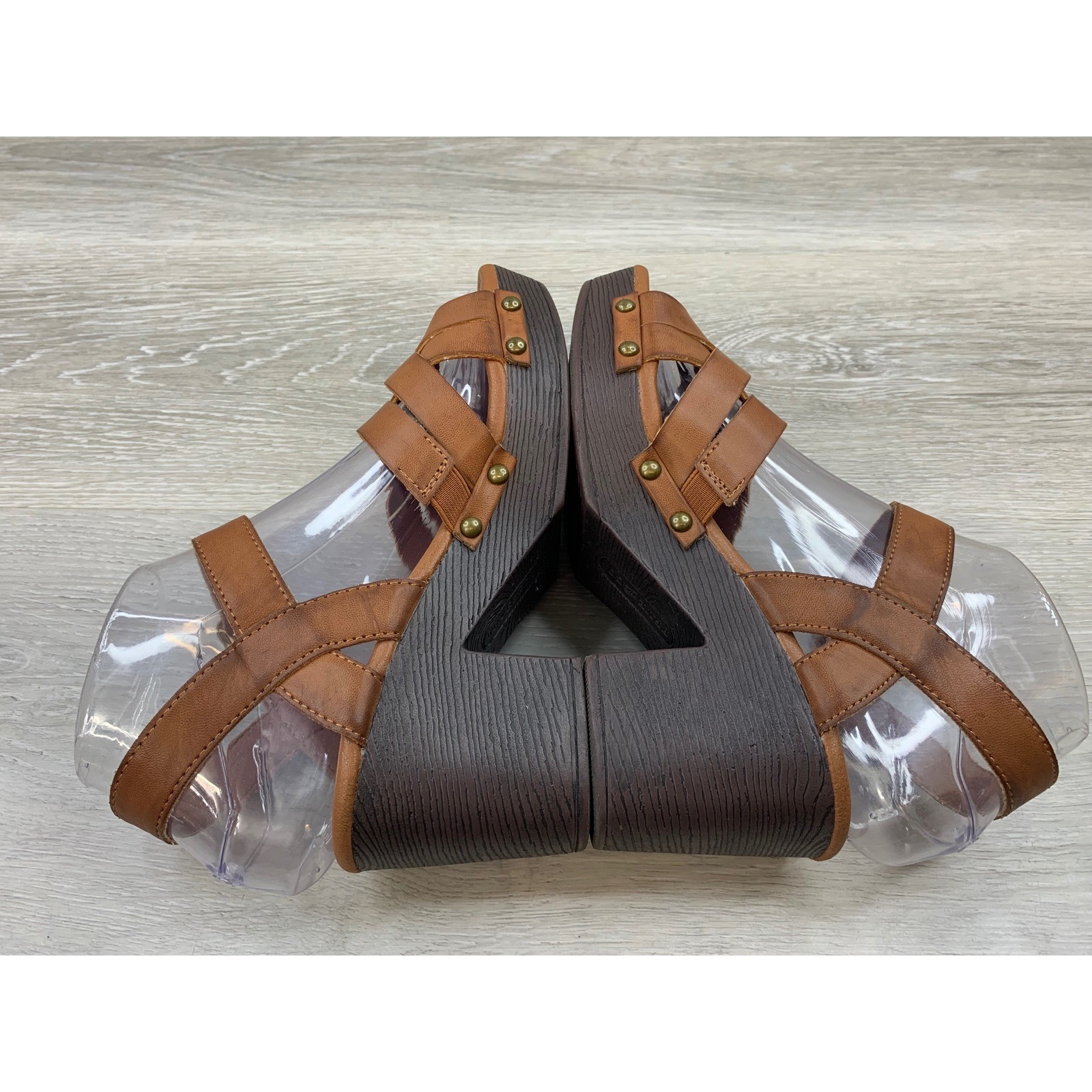 Frye and Co Vita Women’s Cognac Brown Strappy Platform Block Heel 6
