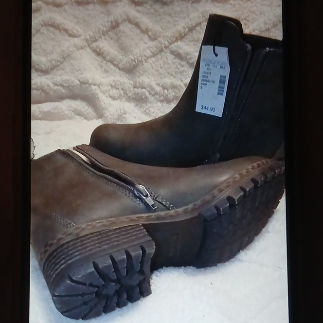 Maurices Anna Brownish/Gray Ankle Boots Zip Comfort Synthetic Women Size 9