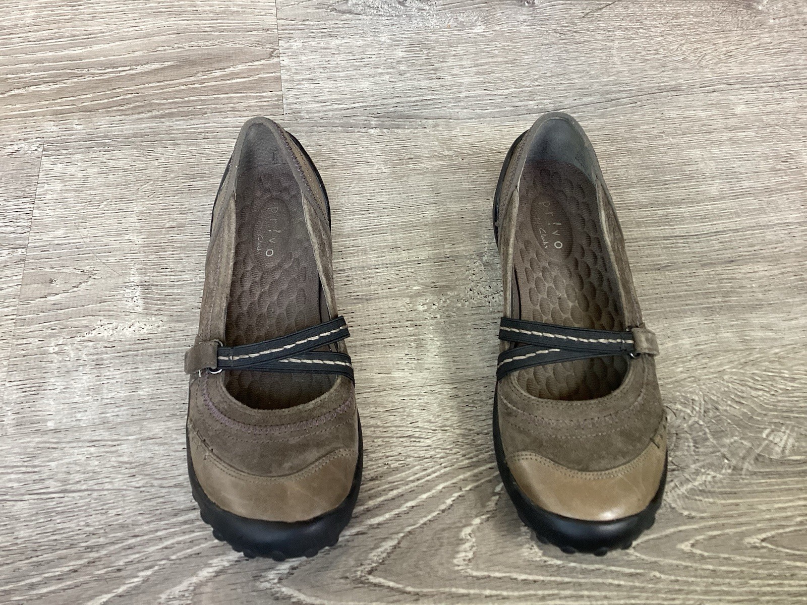 Privo By Clarks Womens Size 6.5 Brown Gray Mary Janes Flats 37695 Slip On Shoes