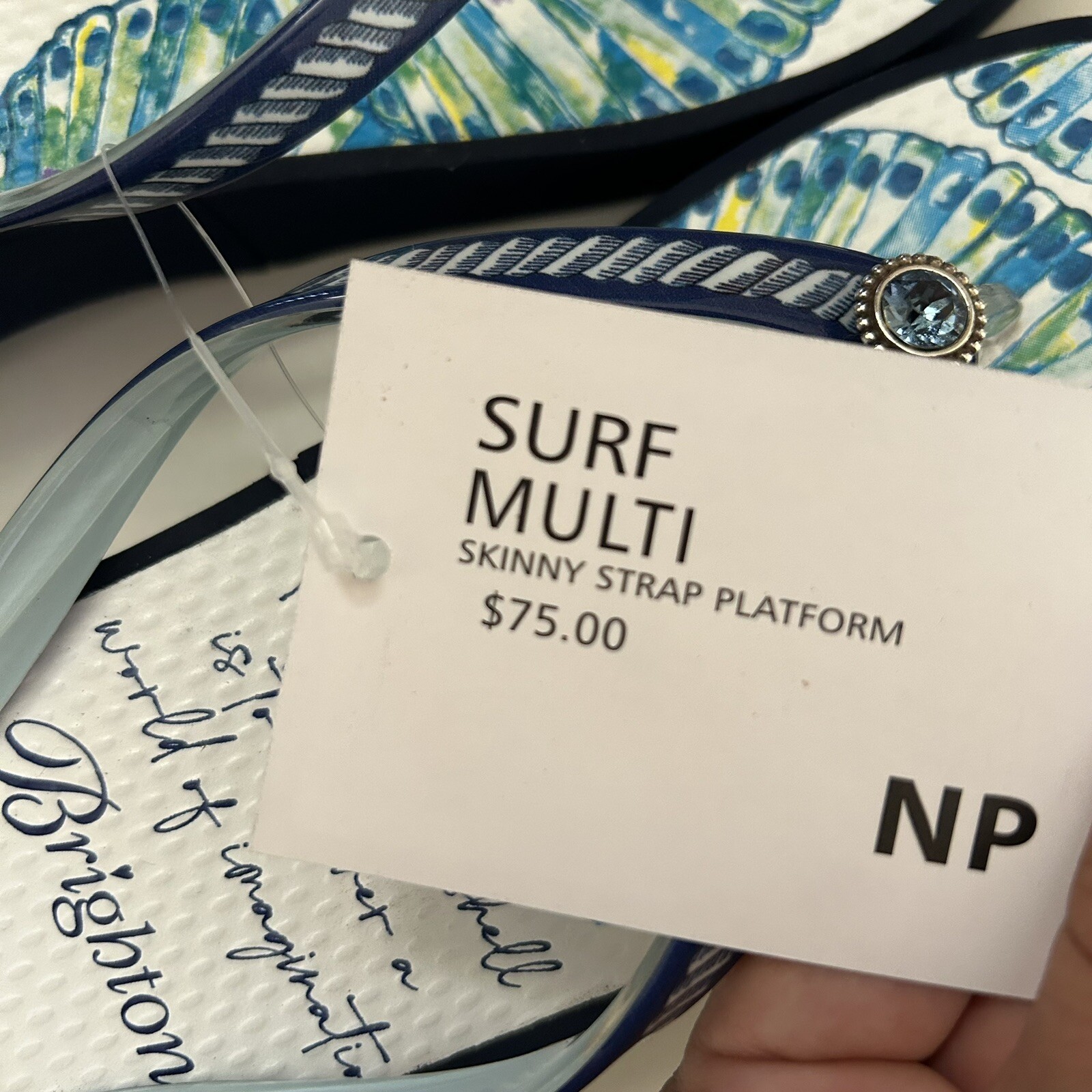 Brighton Flip Flops Blue Multi Surf Beach Summer Women’s Size 6 7 8 9 10 New