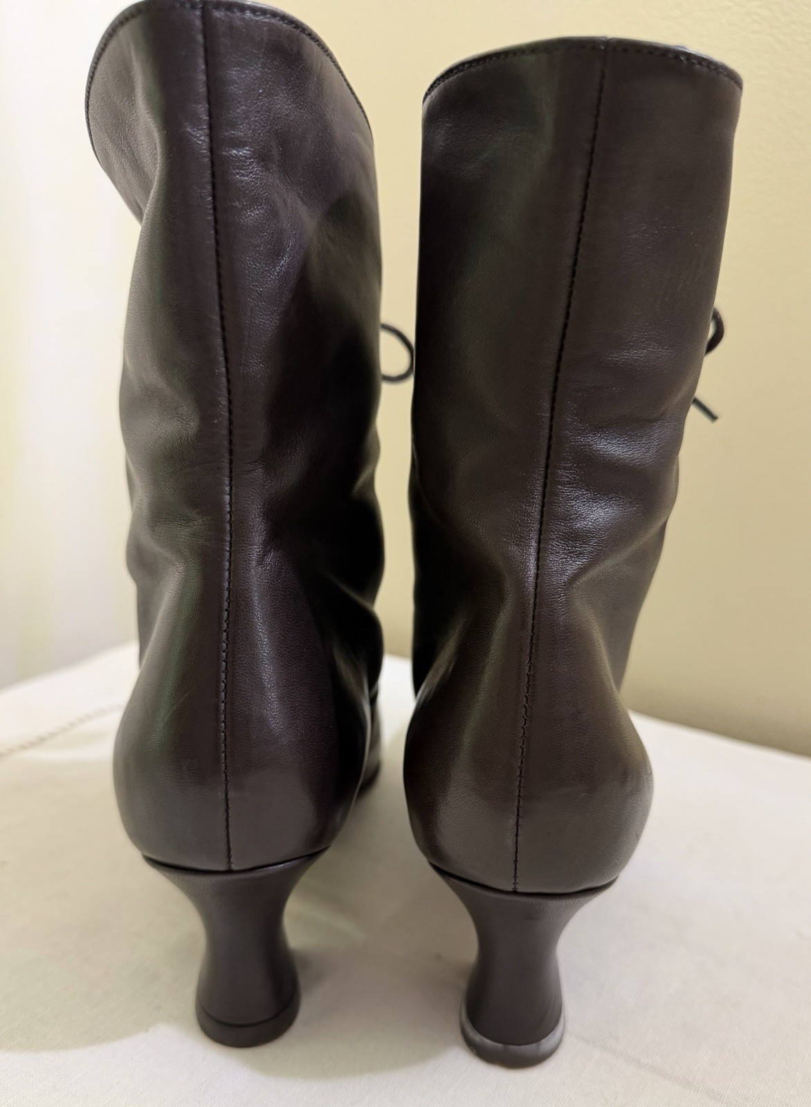 Vintage Nine West Edwardian Victorian Witchy Brown Leather Ankle Boots NOS 6.5