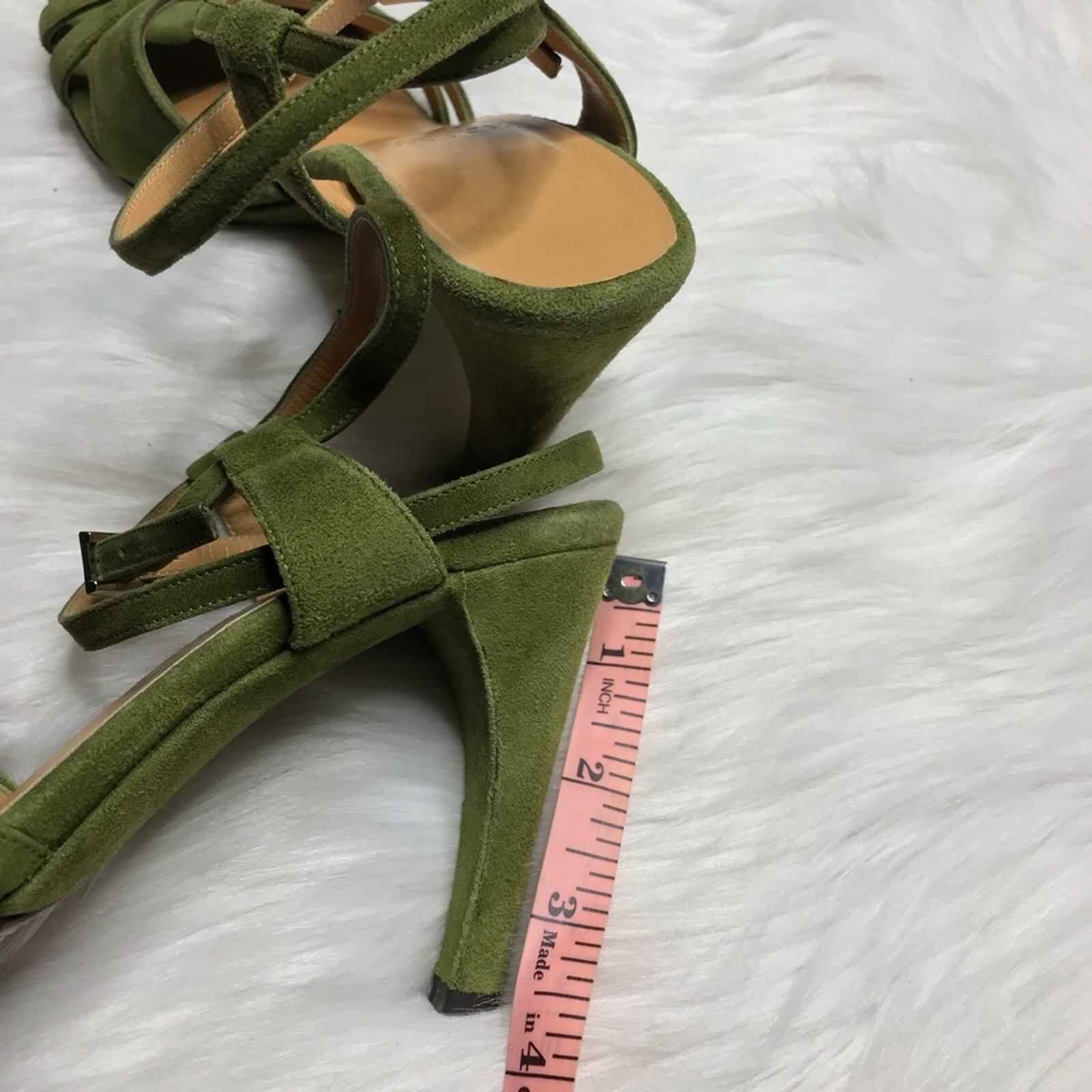 Bally Shena Suede Criss Cross Open Toe Ankle Strap Sandal Pear Green Sz 6