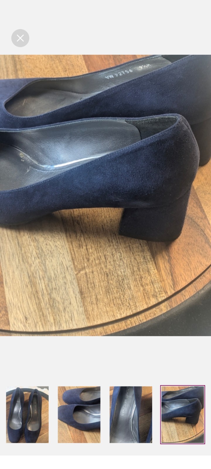 Stuart Weitzman Pumps Marymid Women 9.5M Suede Leather Navy Blue Block Heel