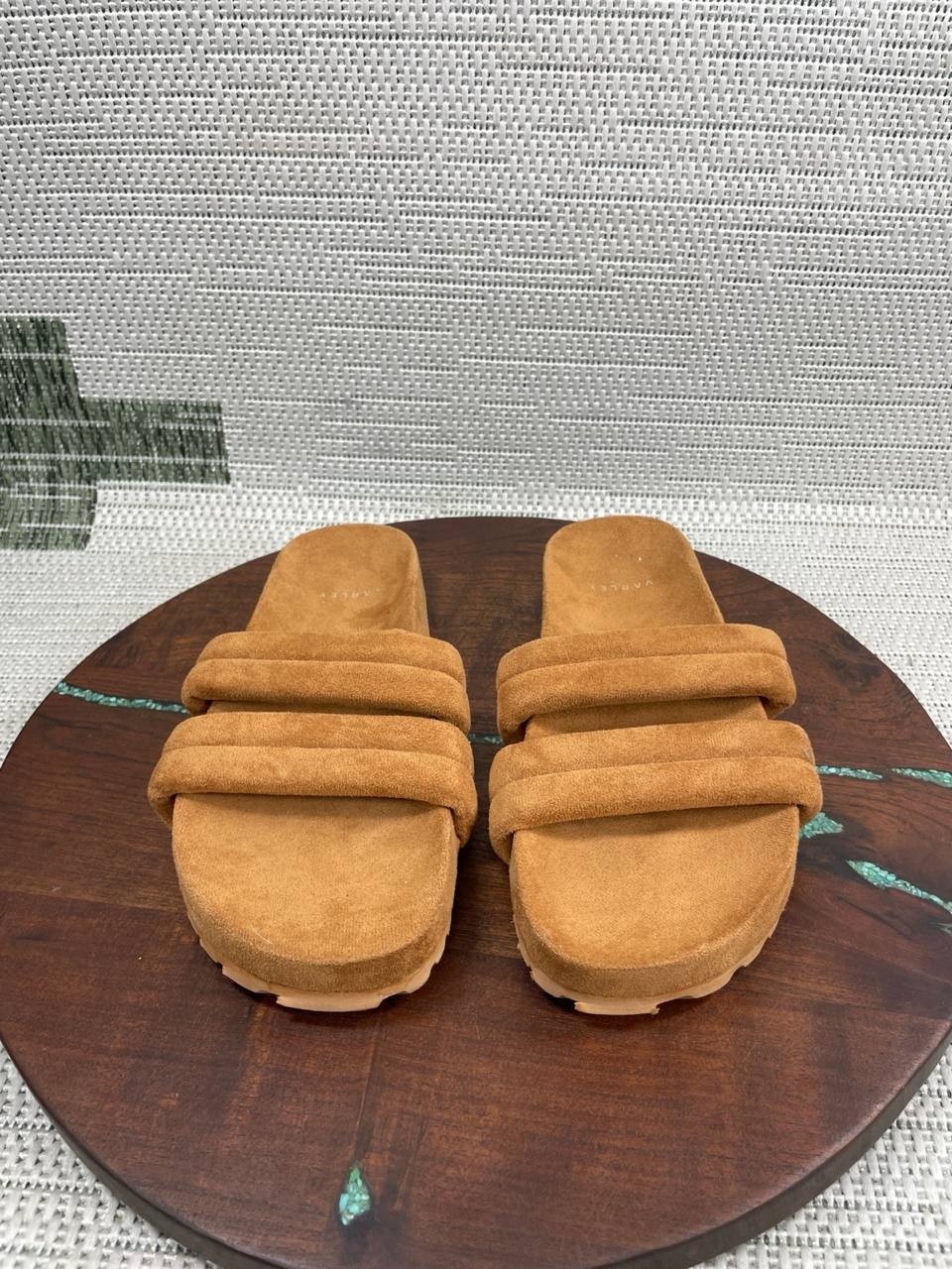 Varley Sandals Womens Size 6 Giles Quilted Slide Brown Textile Comfort Slip On