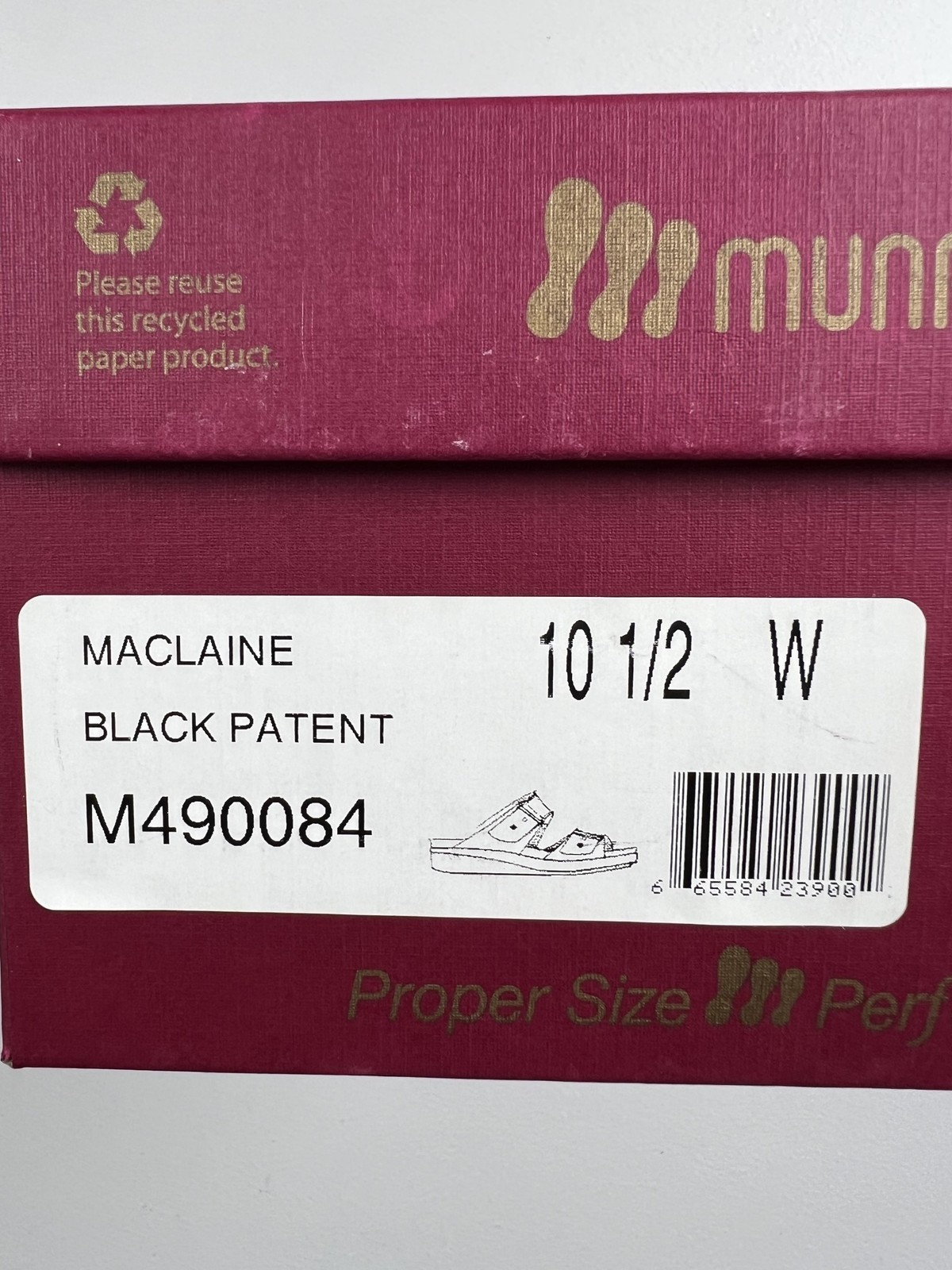 Munro Maclaine Shoes Womens Size 10.5W Black Patent Slide Sandals Wedge Comfort