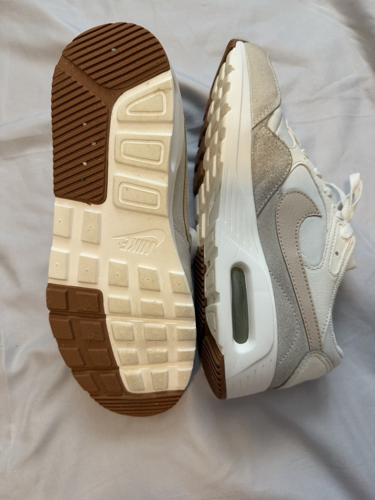Nike Air Woman’s Low Top Lace-Up Sneakers, White Beige Activewear Casual