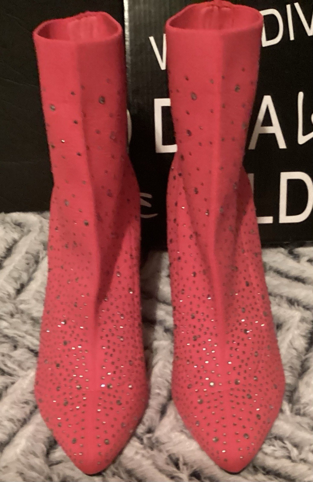 Wild Diva Neon Pink Rhinestone Booties Size 6