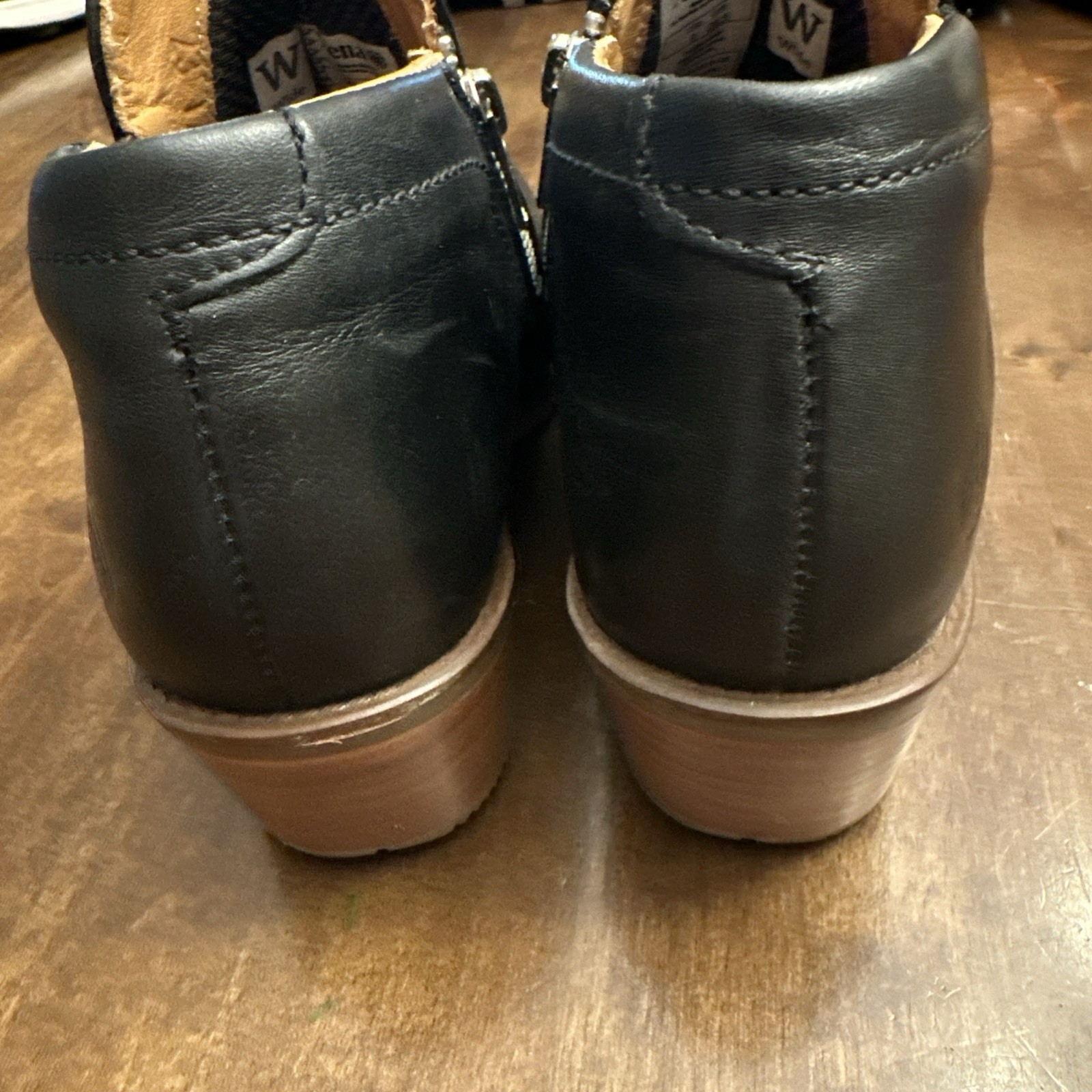 Xena Workwear Gravity Black Leather Steel Toe Safety Boot Zip Block Heel Size 8W