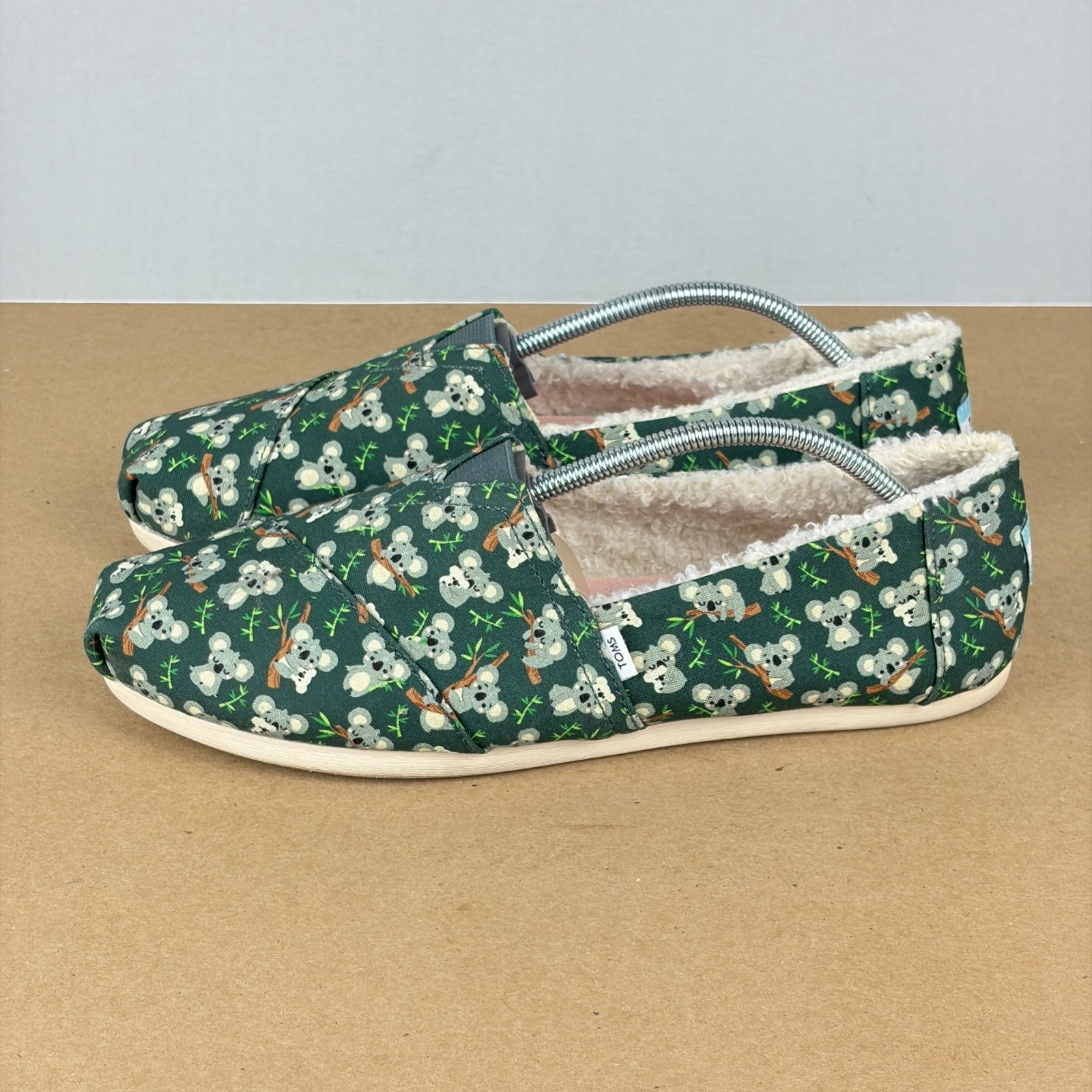 Toms Koala Print Alpargata Lined Casual Slip On Shoes Womens 10 Green Gray