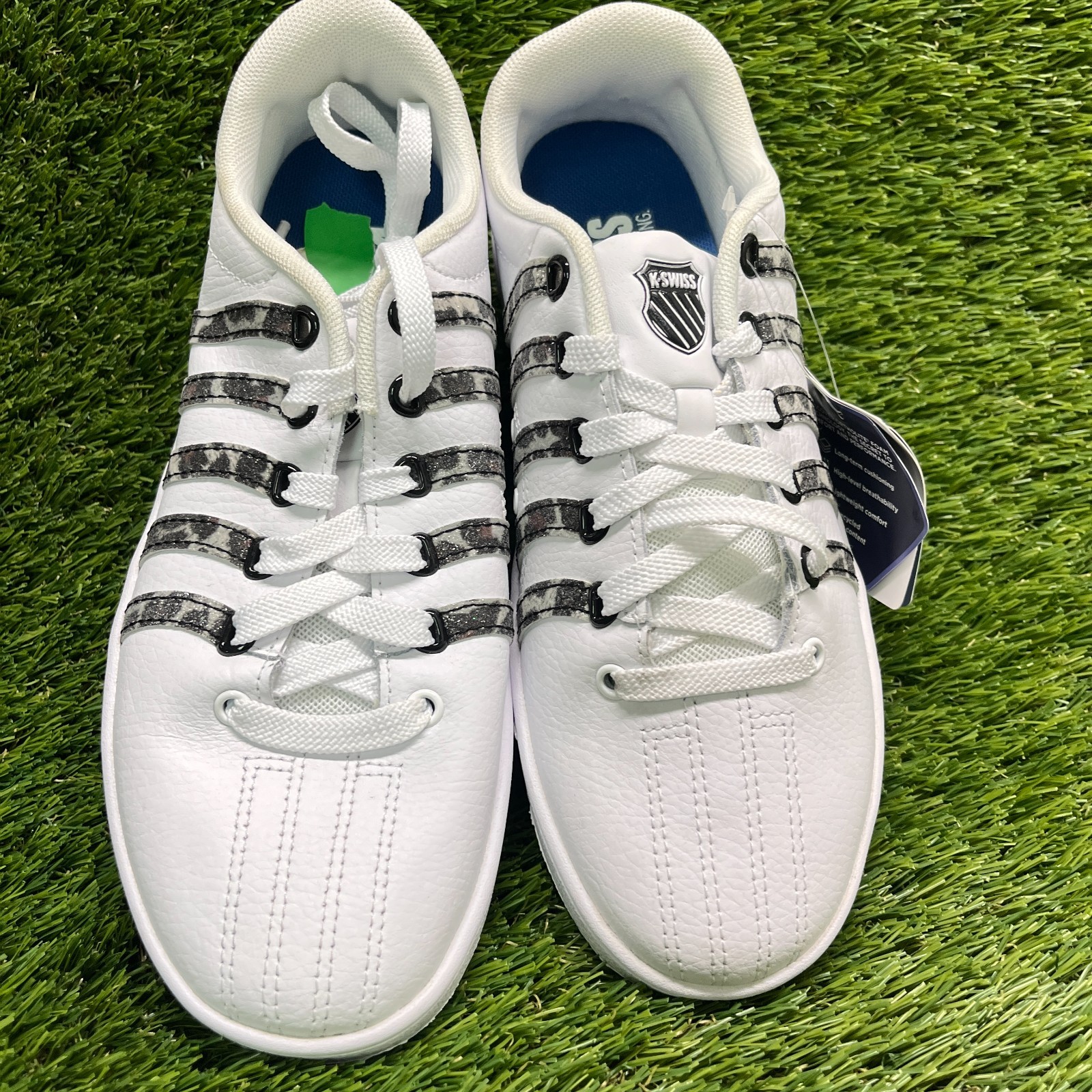K-Swiss Court Pro II Leopard Womens Size 7 White Black Athletic Shoes Sneakers