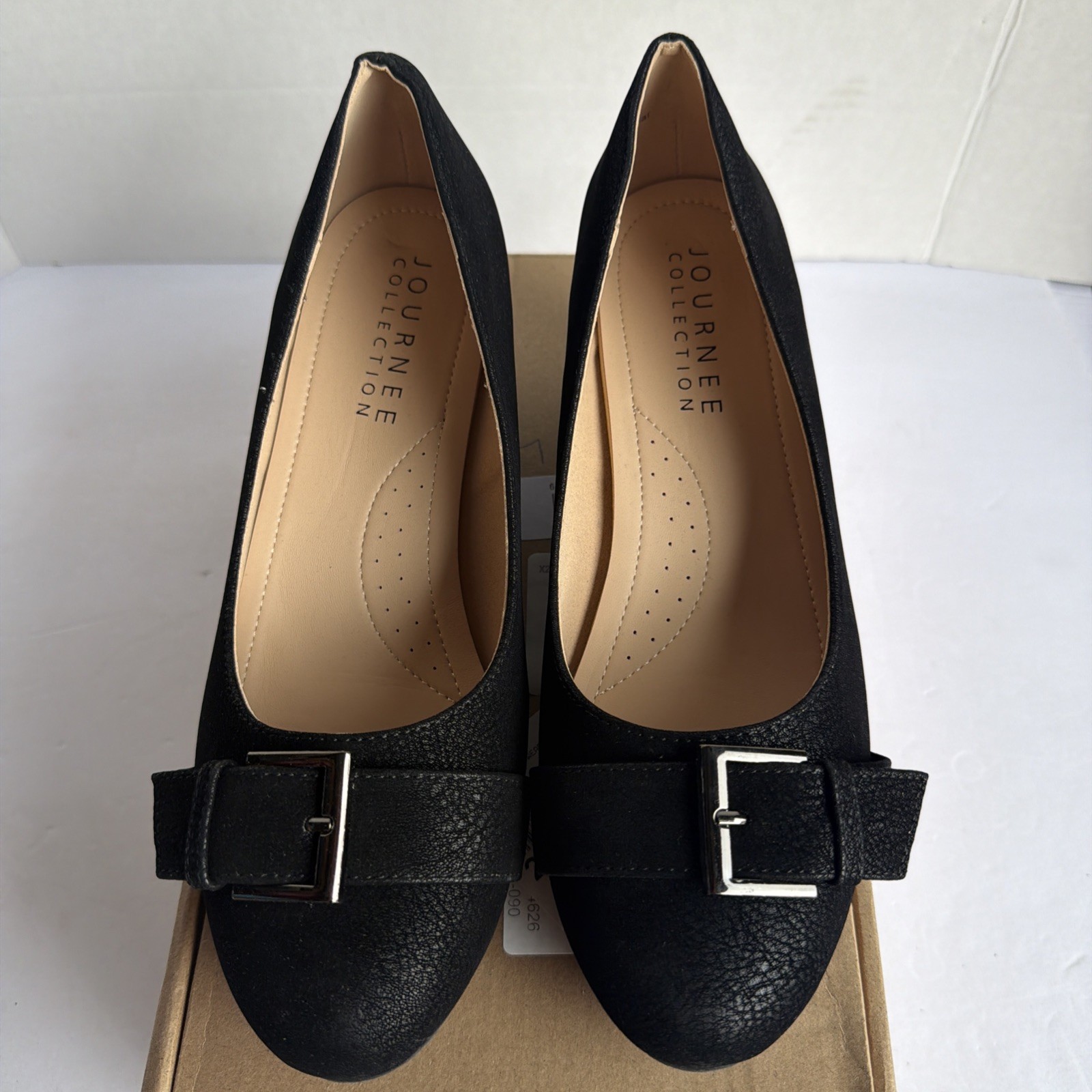 Journee Collection Graysn Wedge Pump, Faux Suede Black, 9 Women’s Shoes