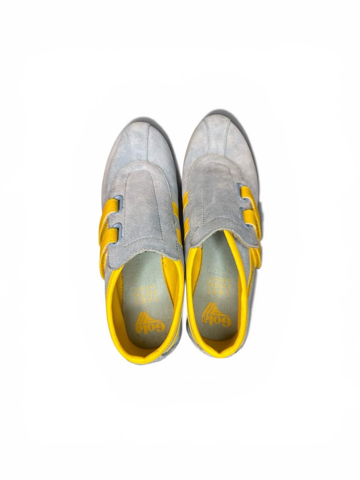 Gola X Saks Fifth Avenue Blue Yellow Suede Double Strap Sneakers W 9 EU 40