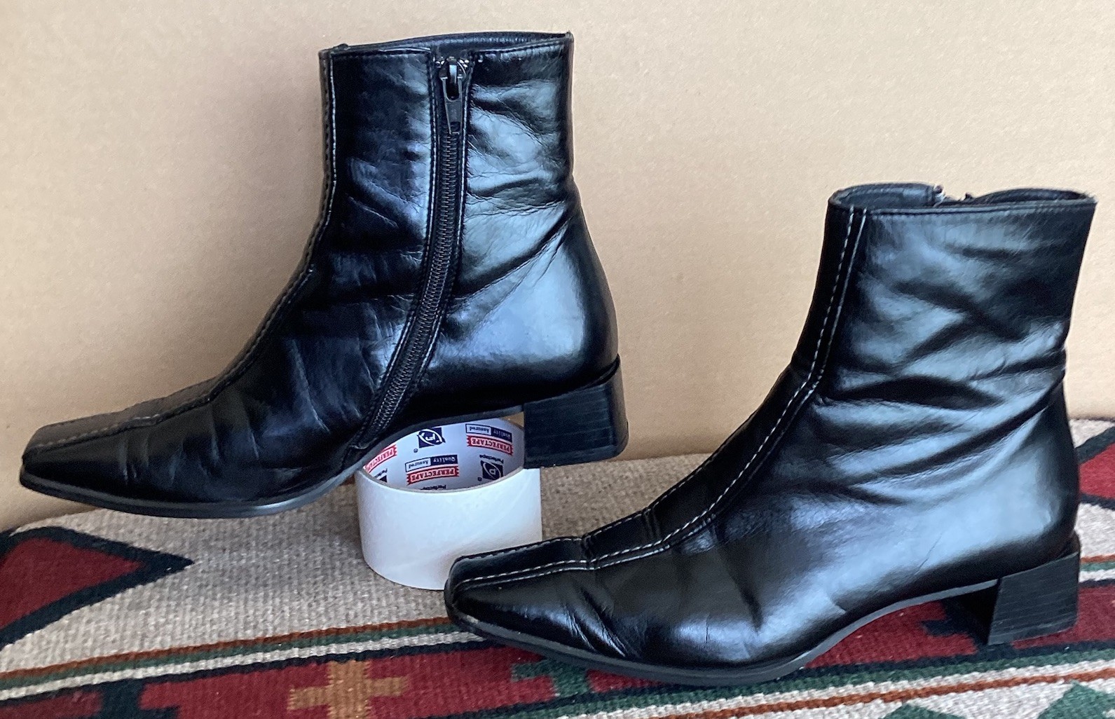 Paul Green Women’s Black Leather Ankle Boots Sz 5.5 Made in Austria Zip Comfort