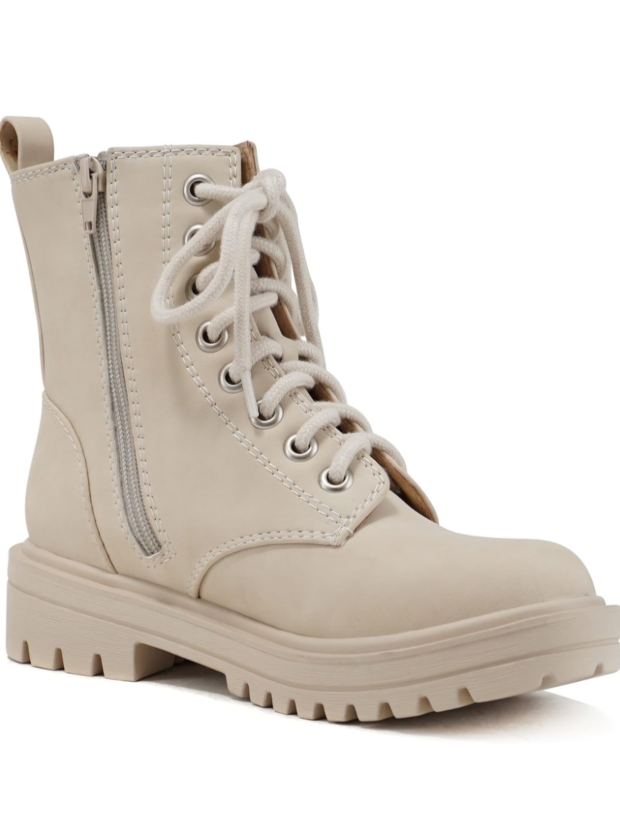 Soda FIRM Women’s Combat Ankle Booties Lug Sole Lace Up Side Zipper 9.5