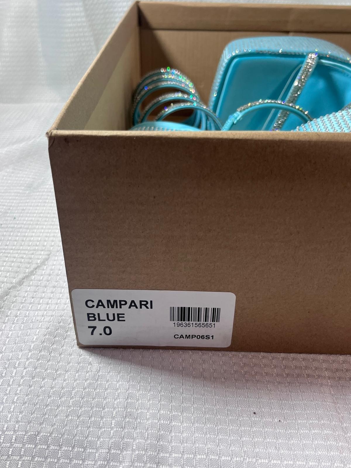Steve Madden Campari Blue Rhinestone Spiral Wrap Platform Sandals Size 7.0