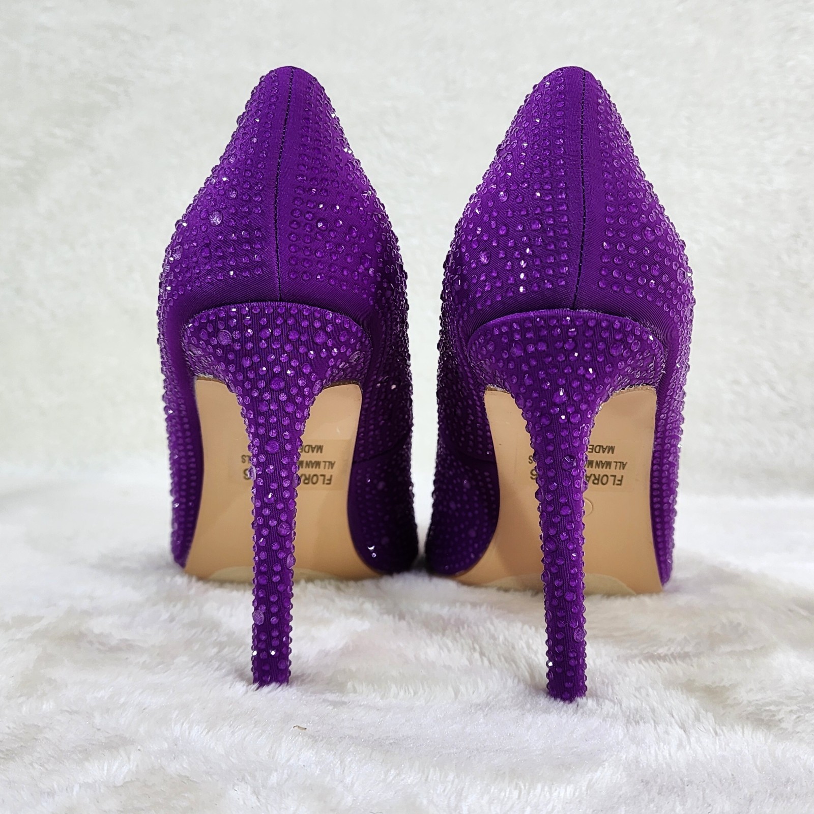 Shock Purple High Heel Stiletto Pumps Rhinestone Evening Party Shoes