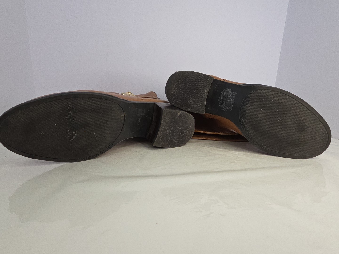 Michael Kors Hamilton Luggage Riding Boots Smooth Camel Colored Leather Sz 5.5 M