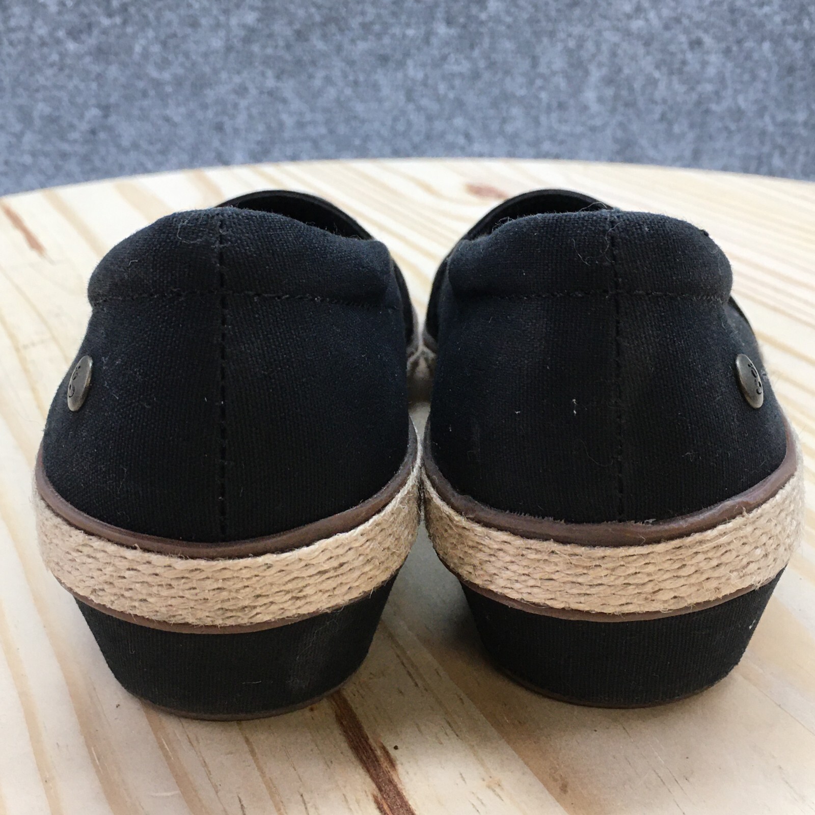 Grasshoppers Shoes Womens 6.5 M Cleo Casual Slip On Wedge Loafer Black Fabric