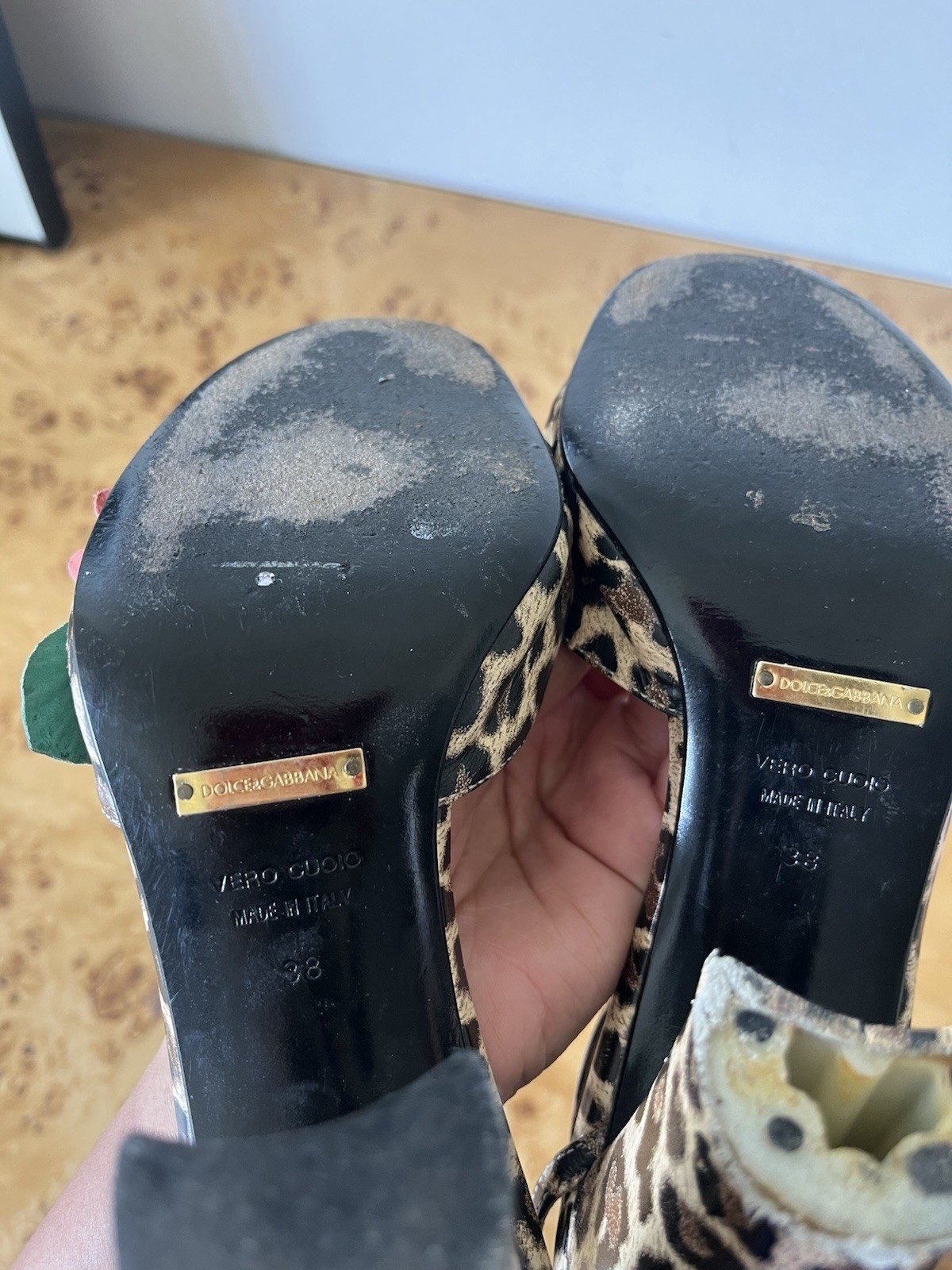 Dolce&Gabbana Leopard Animal Print Strappy Ankle Strap Open Toe Sandals EU 38