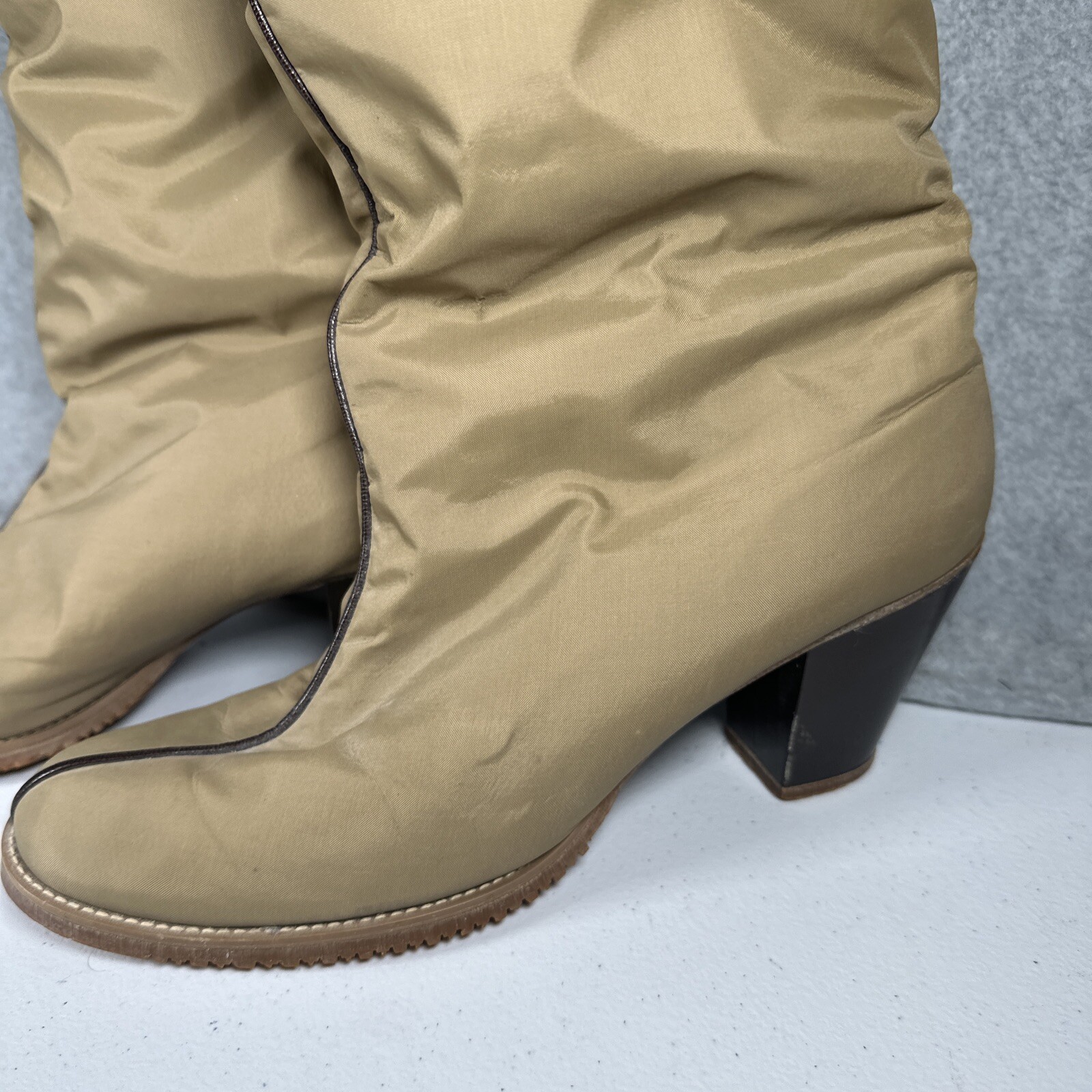 Vintage GOLO Shoe Brand Taupe 80’s Taupe Faux Sherpa Rain Boots Size Womens 7.5