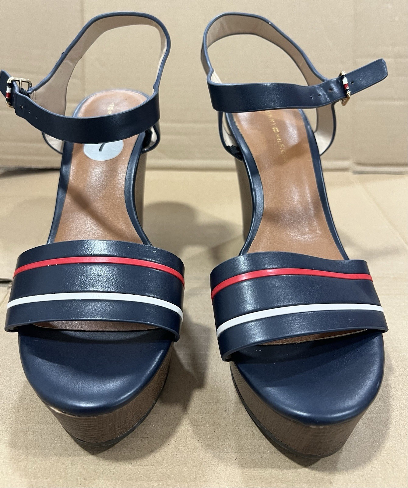 Tommy Hilfiger Navy Size 7 Wedge Classy Heels with Gold TH Accent