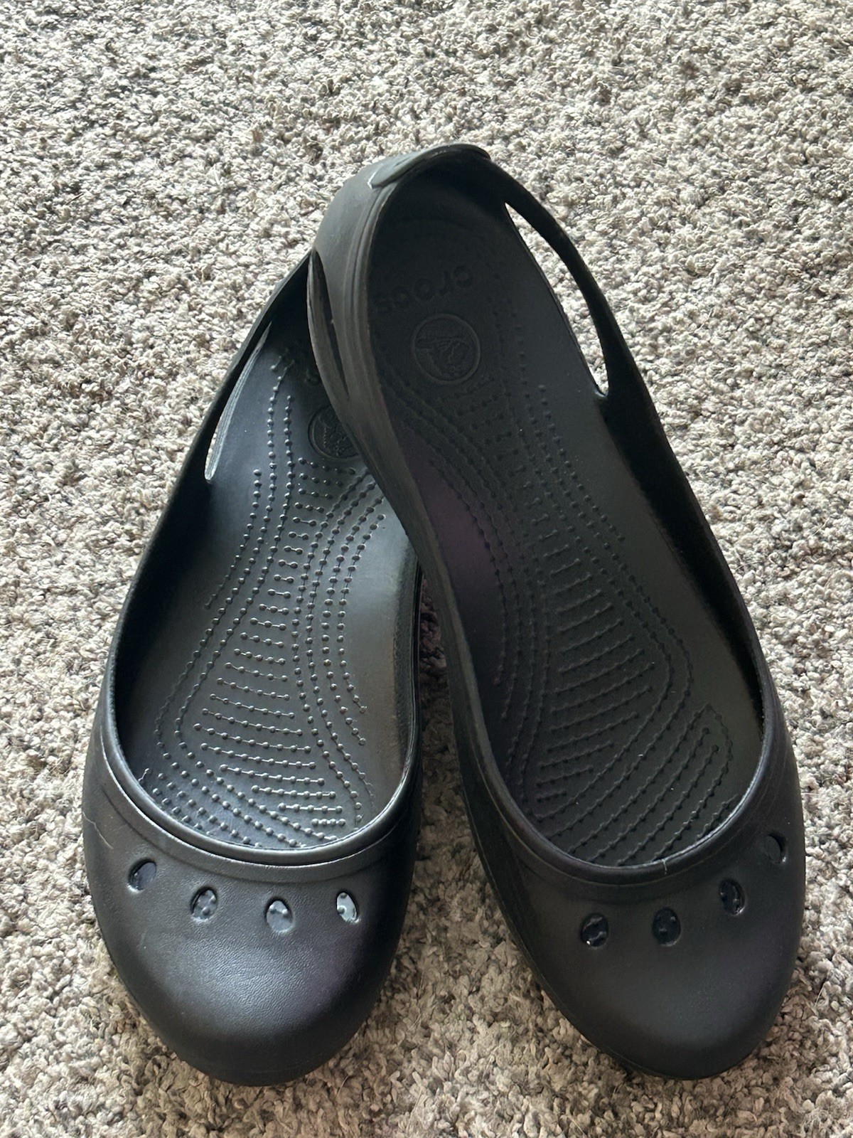 Crocs Kadee Ballet Flats Women’s 10 Black Croslite Slip On Casual Comfort Shoes