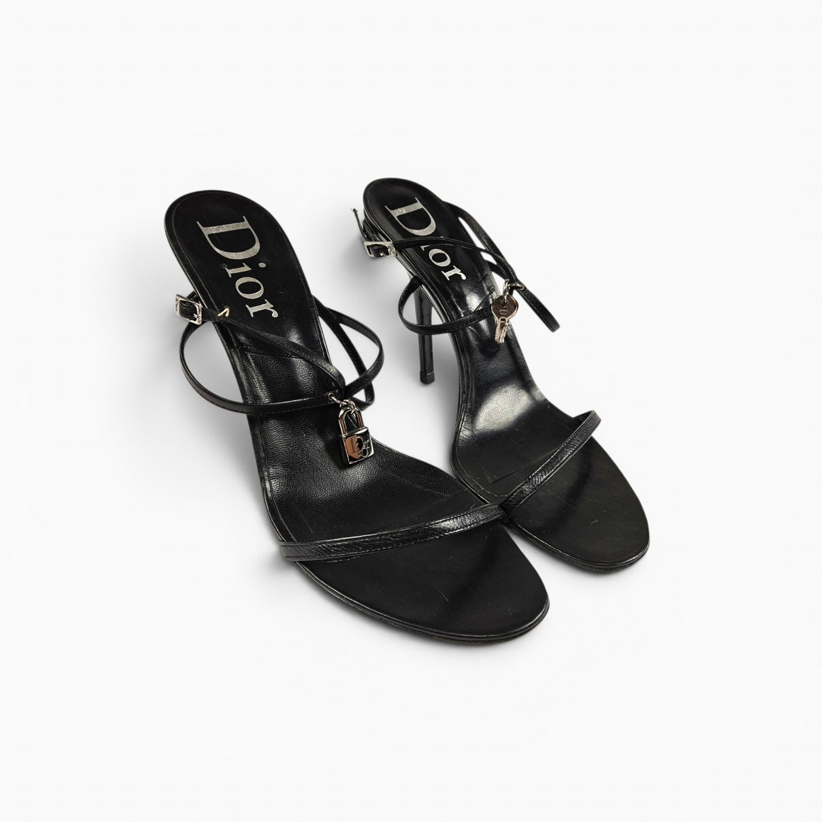 Y2k Dior Heels Lock & Key by John Galliano Sandals Black Strappy – 39.5 (8.5)