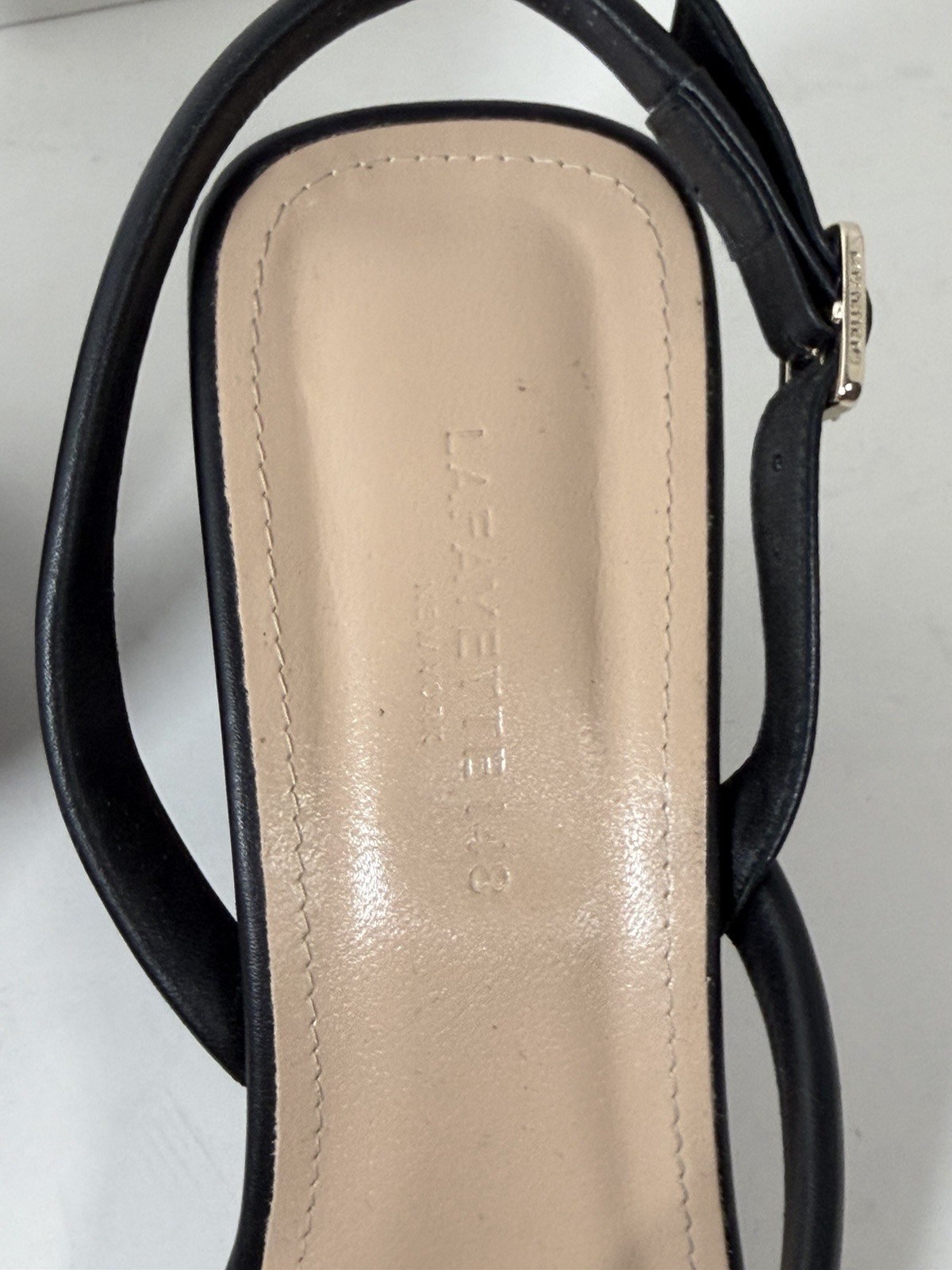 Lafayette 148 Women’s Calfskin Leather Heeled City Slingback Sandals, Black, 41