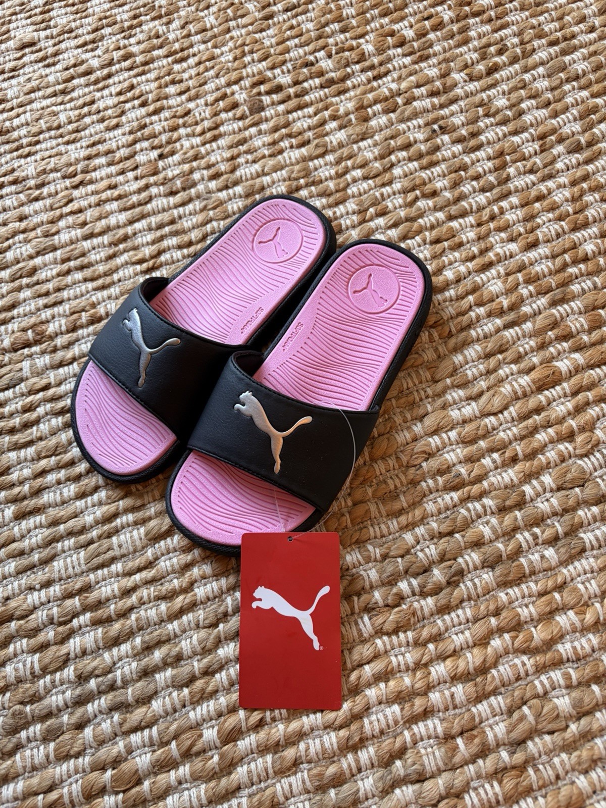 Puma Black & Pink Slide Sandals with White Logo. Cool cat 2.0 sport women’s 6