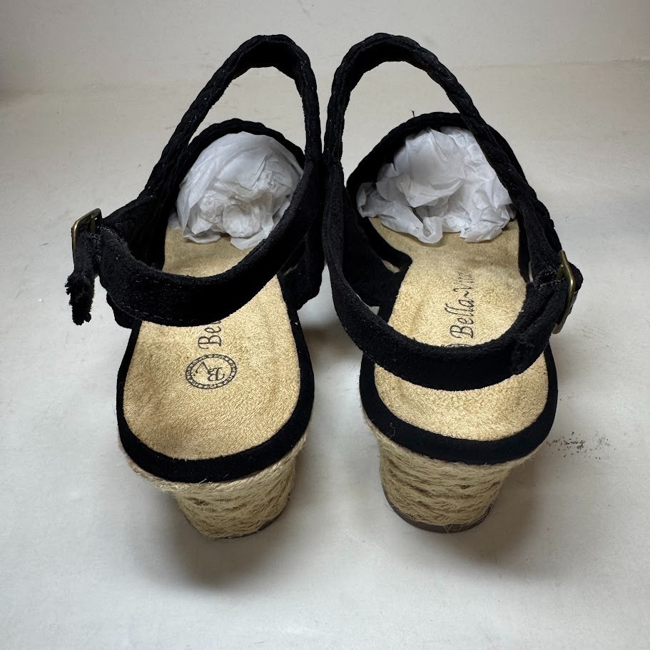 Bella Vita Womens 9 W Black Super Suede Mariella Wedge Heel Sandals NIB SN8