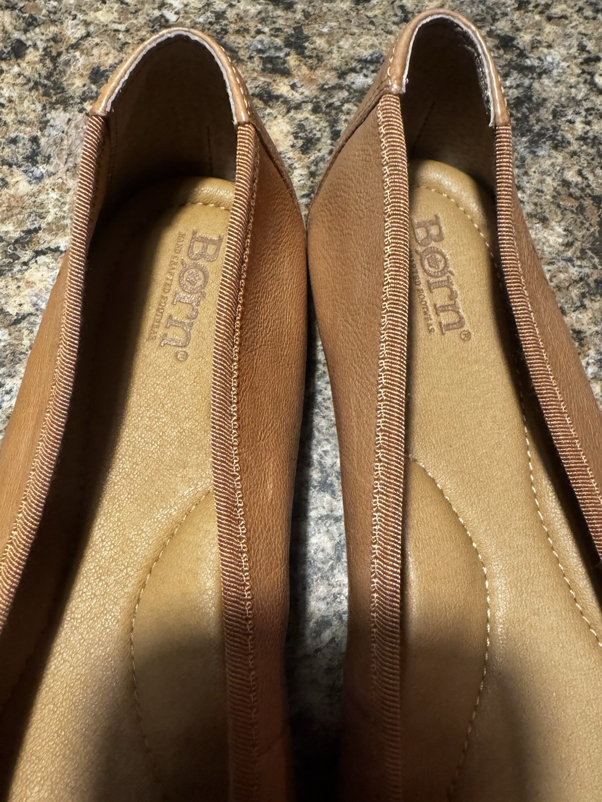 BORN BRIN Ballet Ballerina Flats Bow Grosgrain 11 Slip On Natural Almond Flats