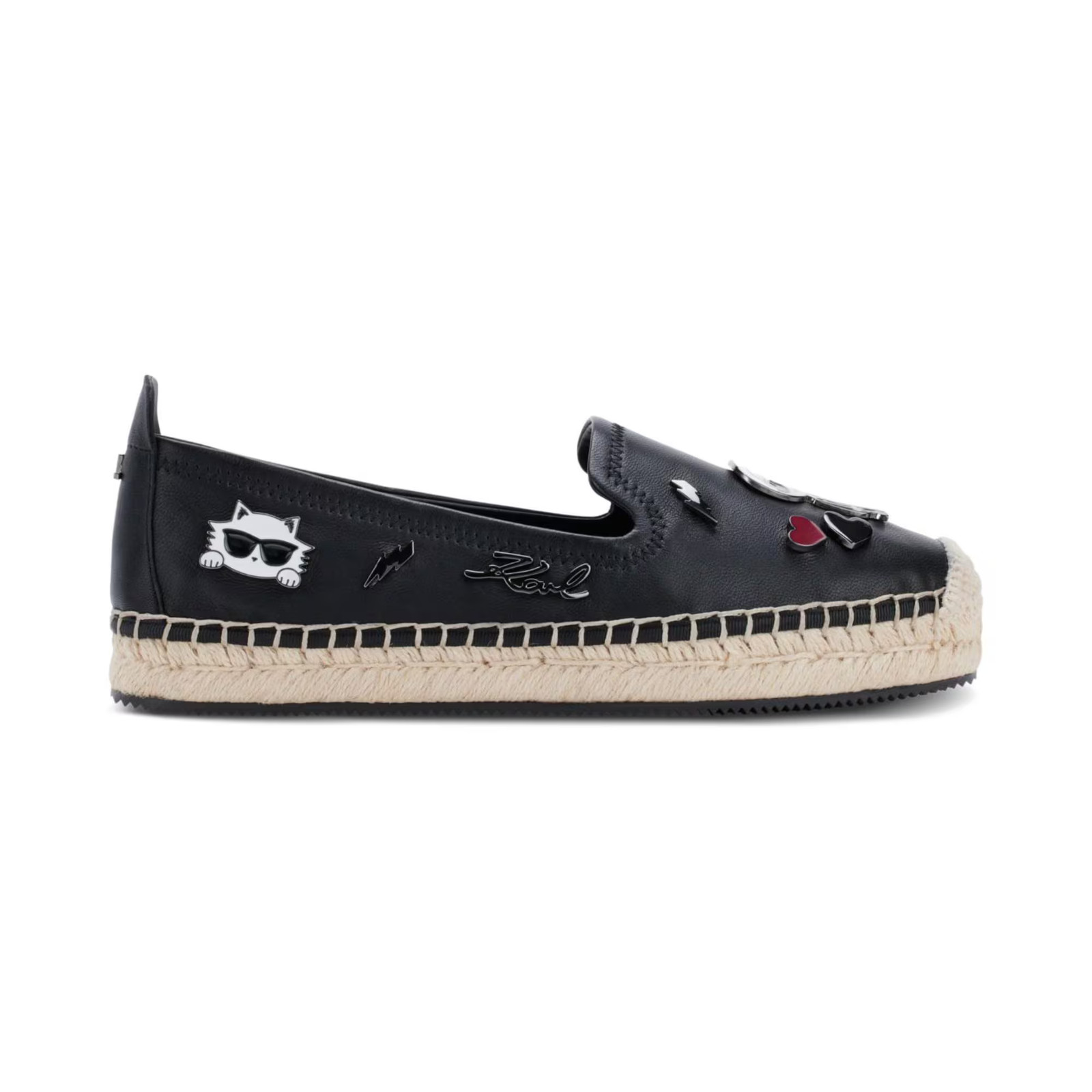 KARL LAGERFELD PARIS Michaela Embellished Slip-On Espadrille Flats Bright White
